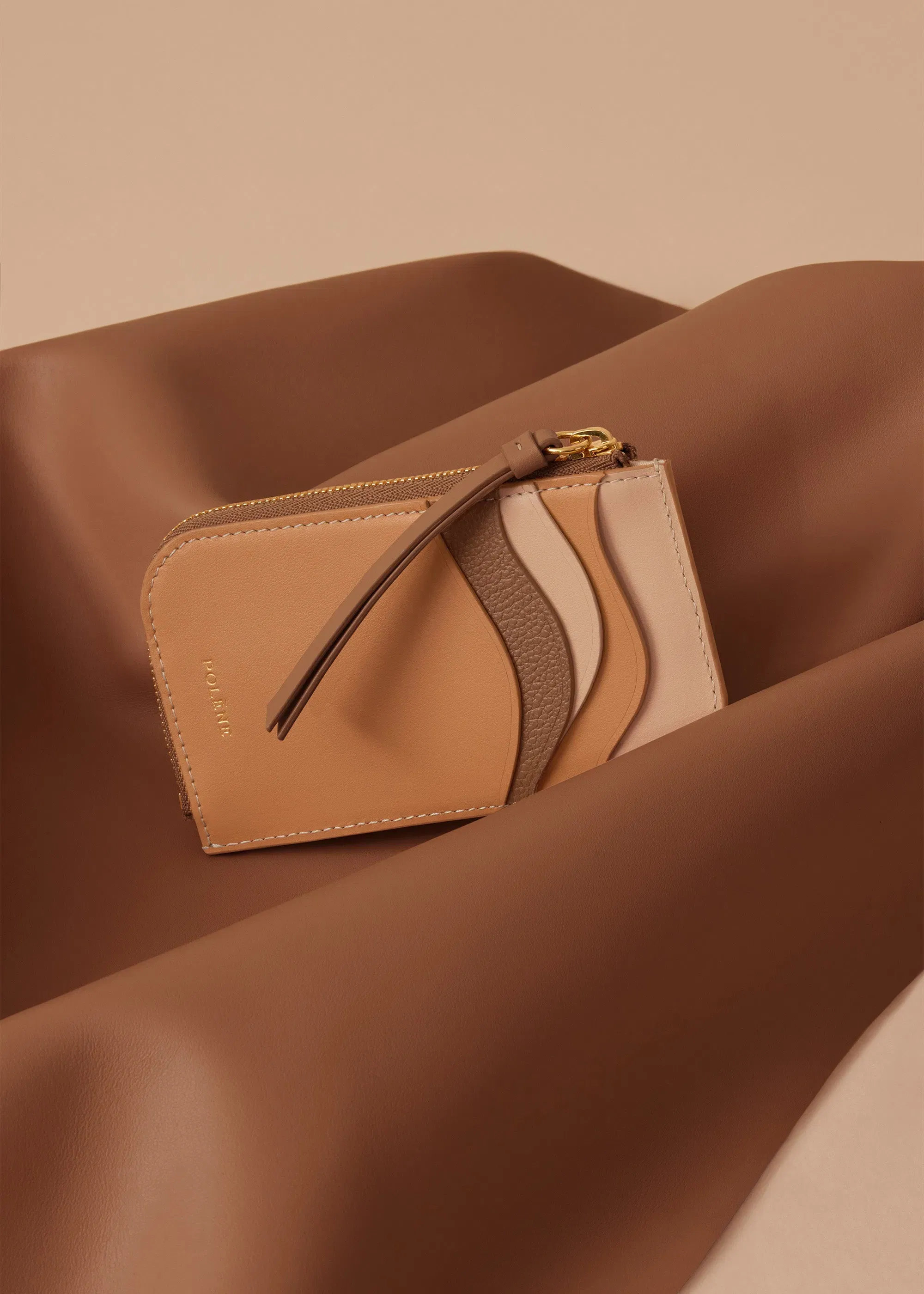 Polene Atla Card Holder Trio Camel
