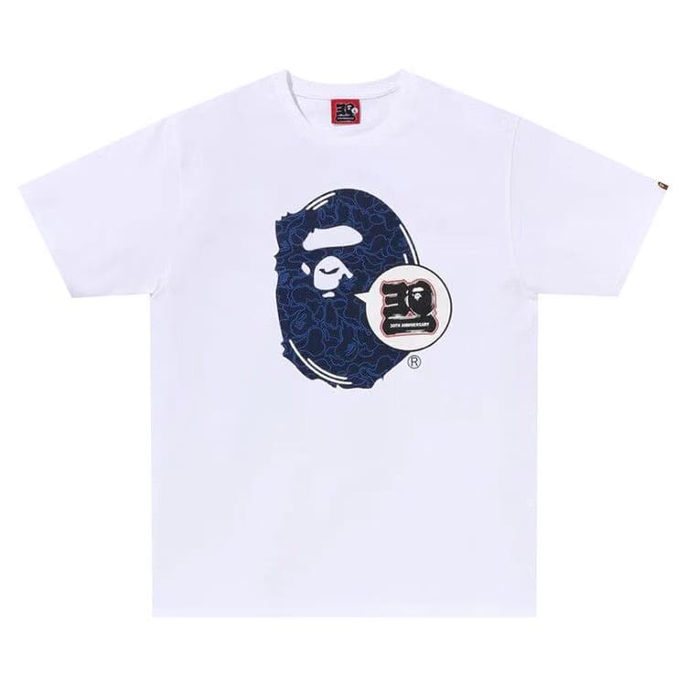 BAPE 30th Anniversary Ape Head T-Shirt White/Navy