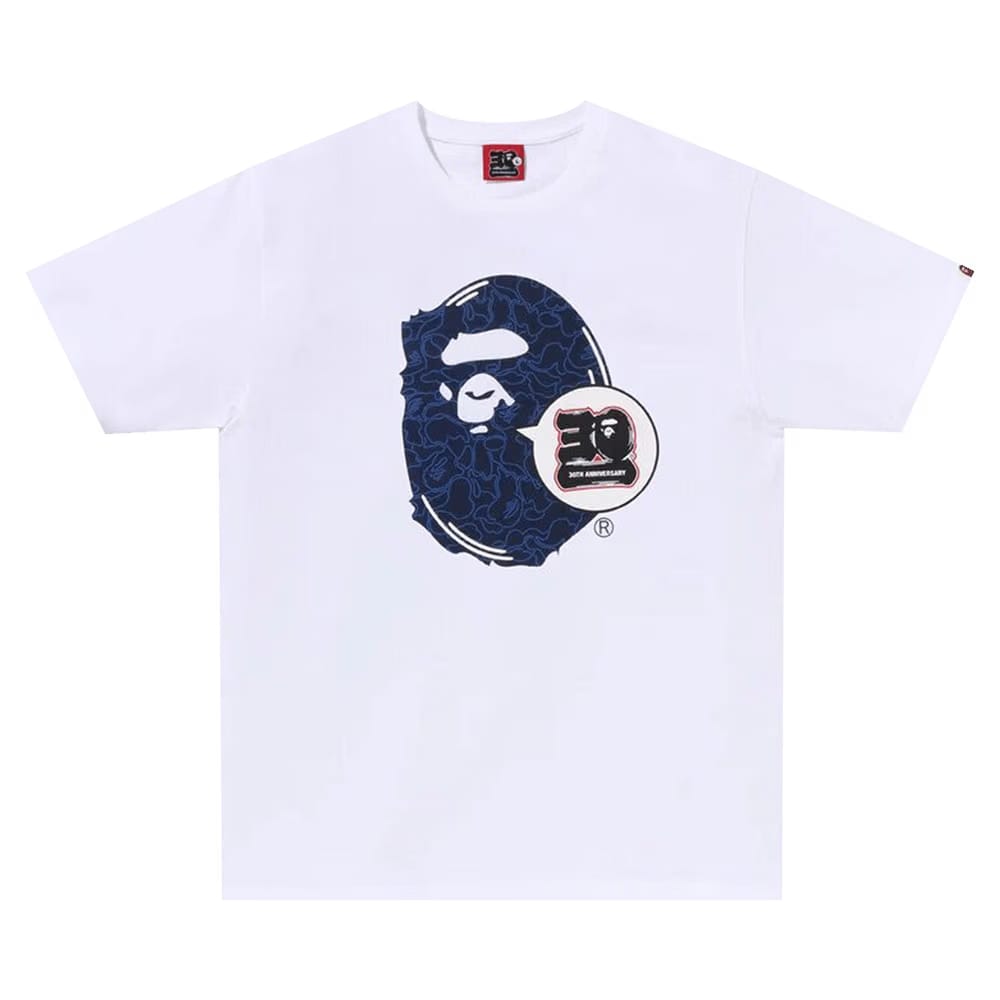 BAPE 30th Anniversary Ape Head T-Shirt White/Navy