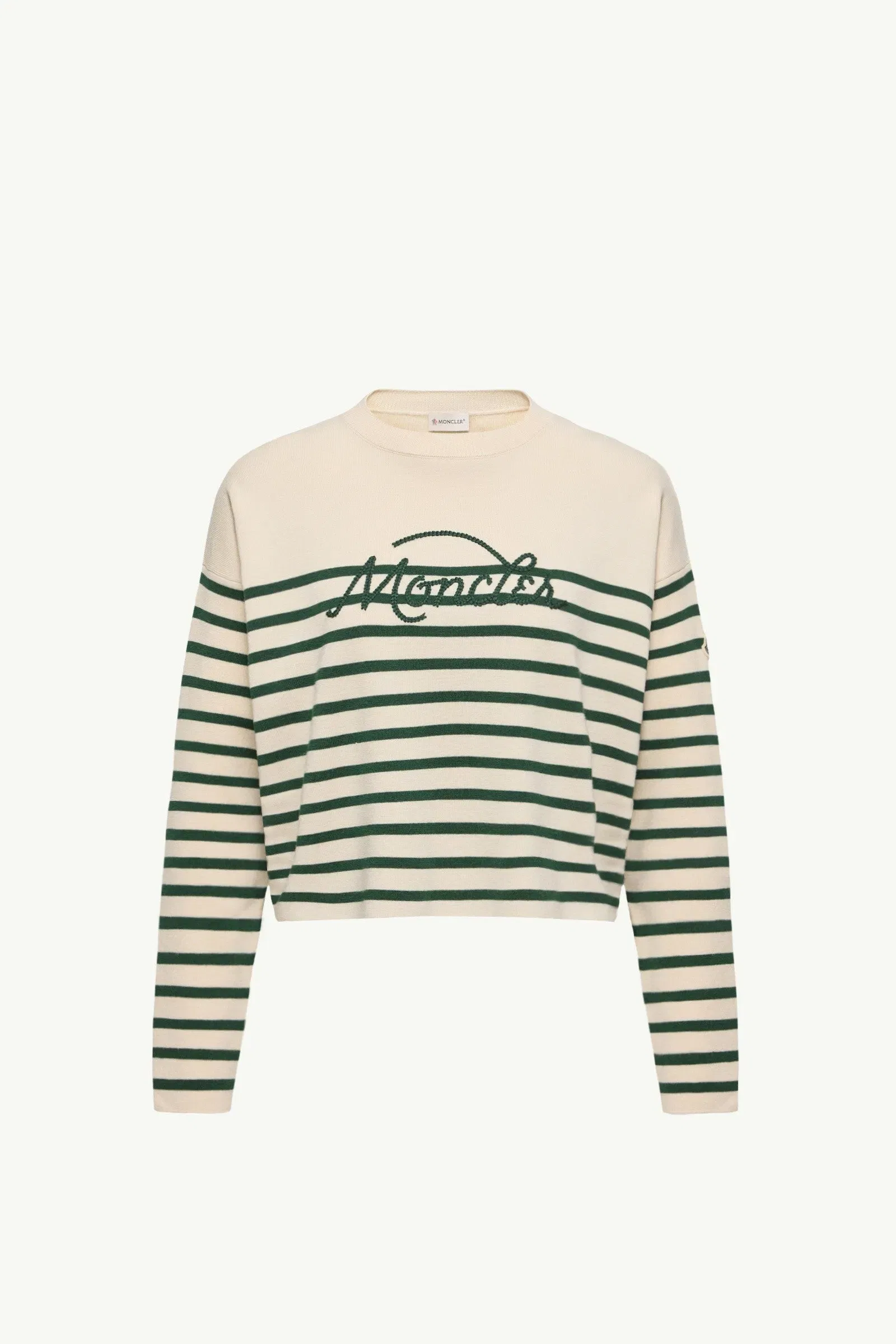 Moncler Striped Wool Sweater White & Green White & Green