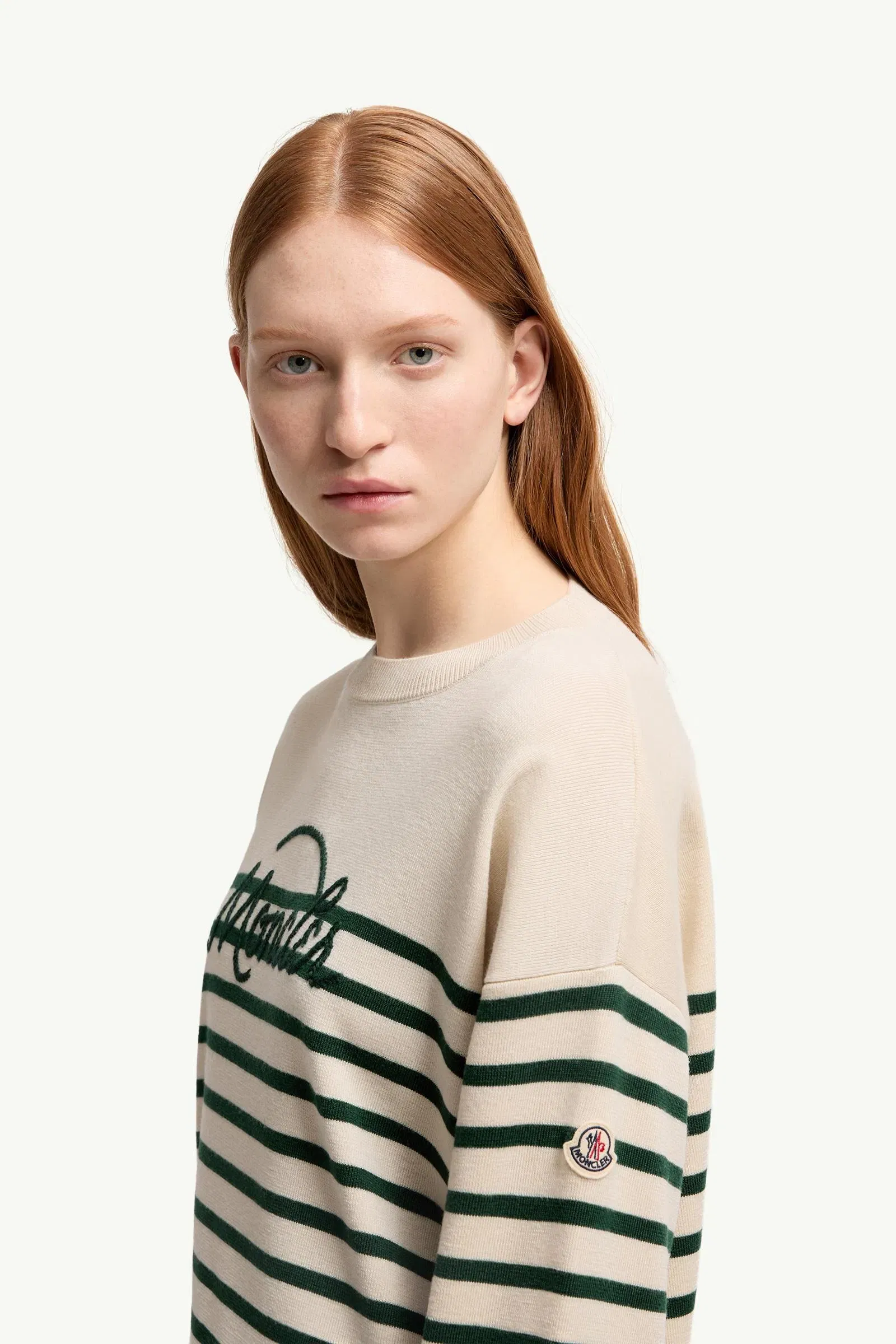 Moncler Striped Wool Sweater White & Green White & Green