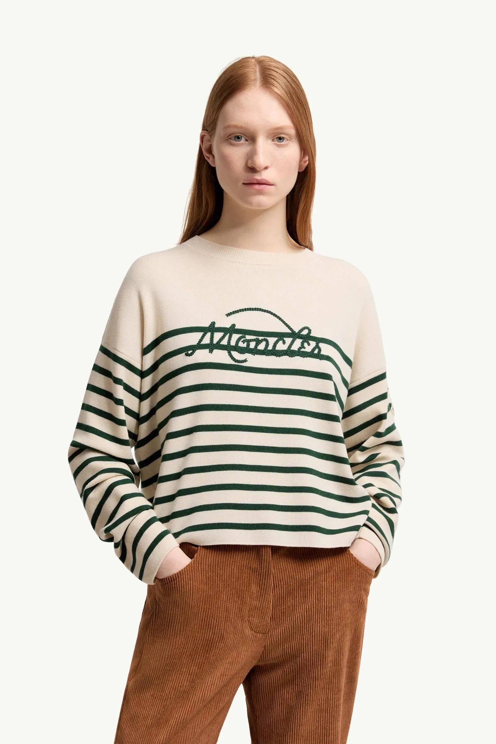 Moncler Striped Wool Sweater White & Green White & Green