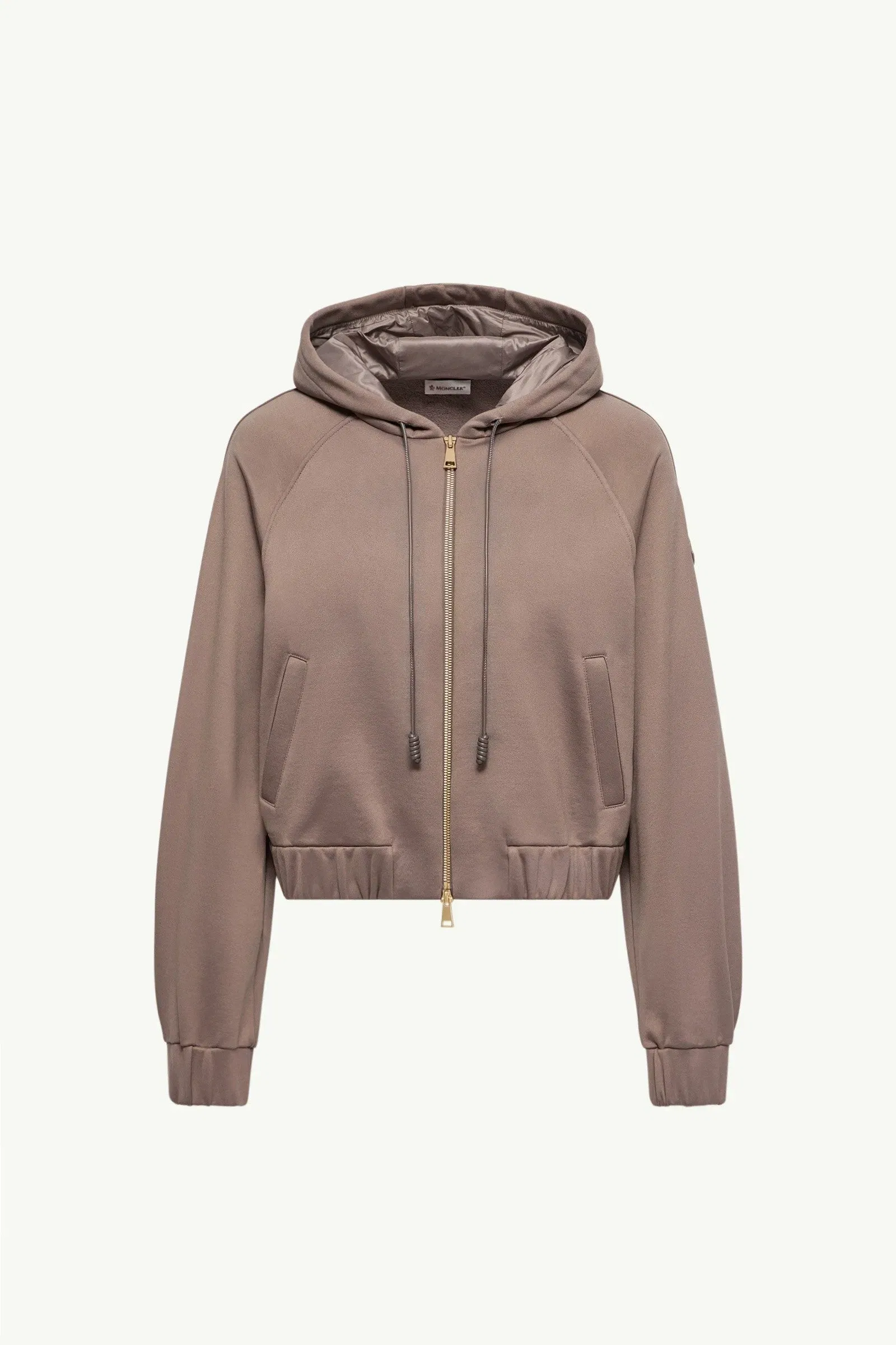 Moncler Technical Fleece Zip-Up Cardigan Taupe Taupe