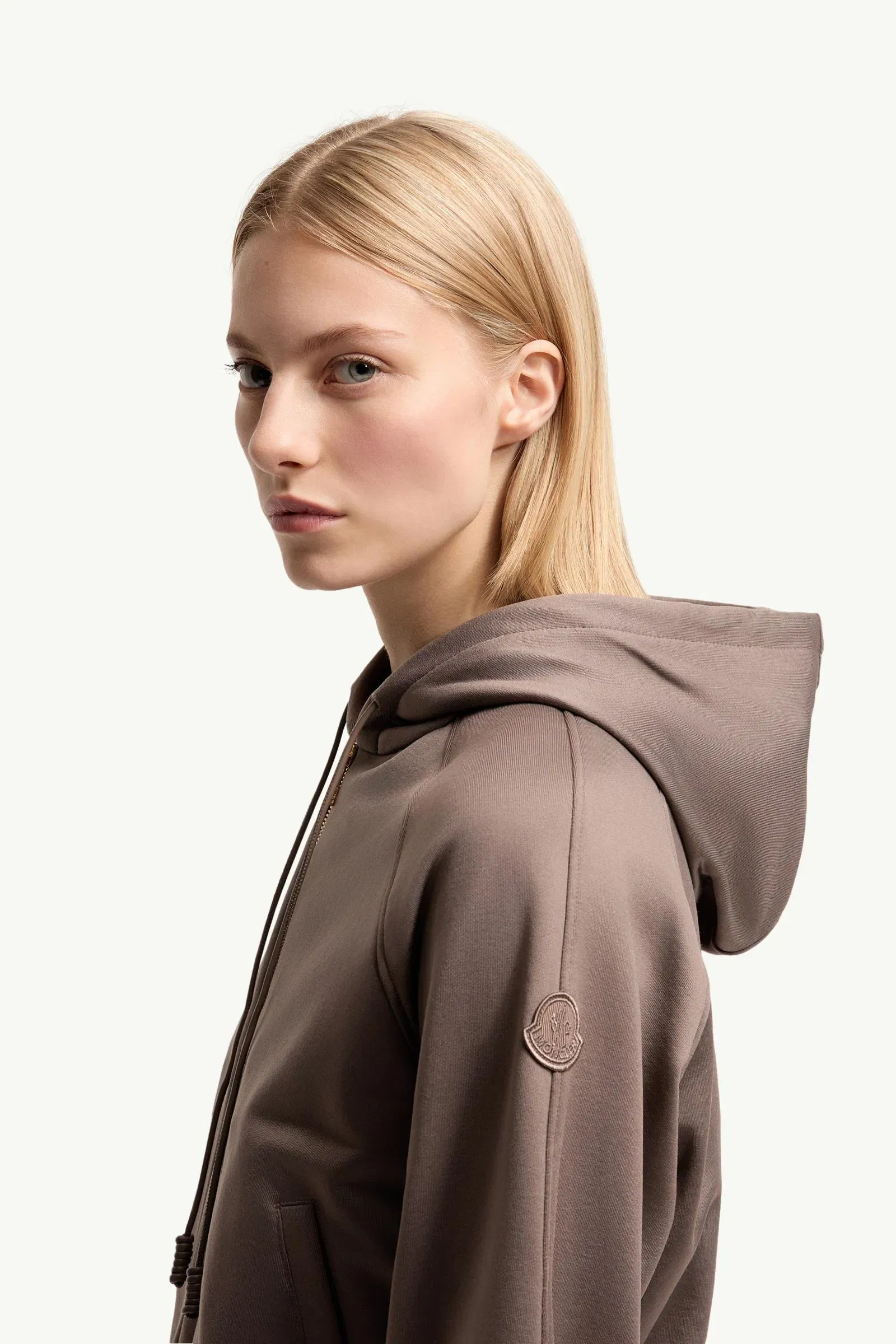 Moncler Technical Fleece Zip-Up Cardigan Taupe Taupe