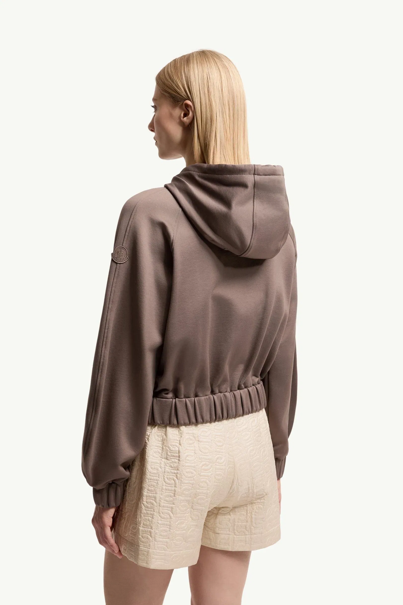 Moncler Technical Fleece Zip-Up Cardigan Taupe Taupe