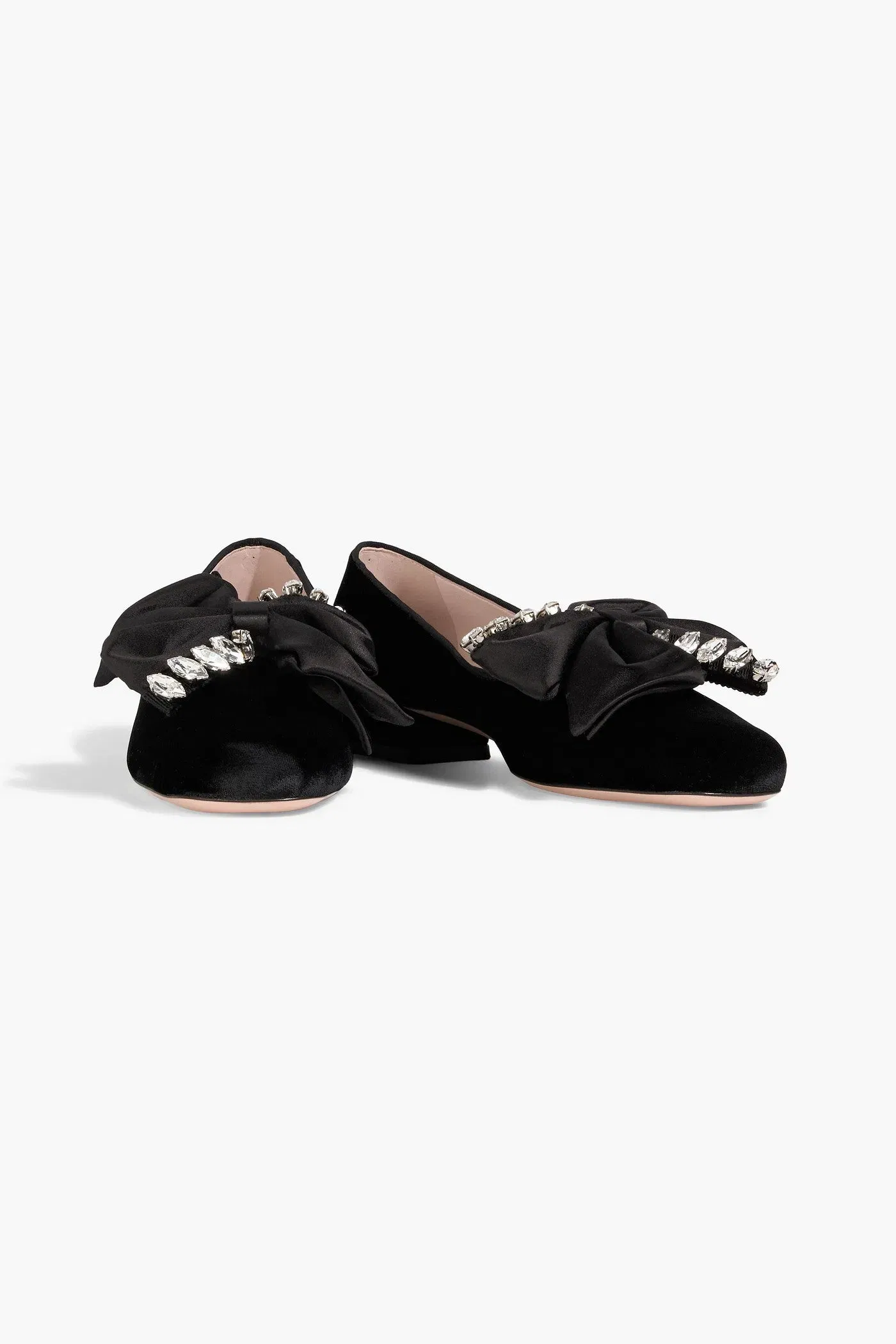 Roger Vivier Bow Strass Embellished Velvet Pumps Black Women's
