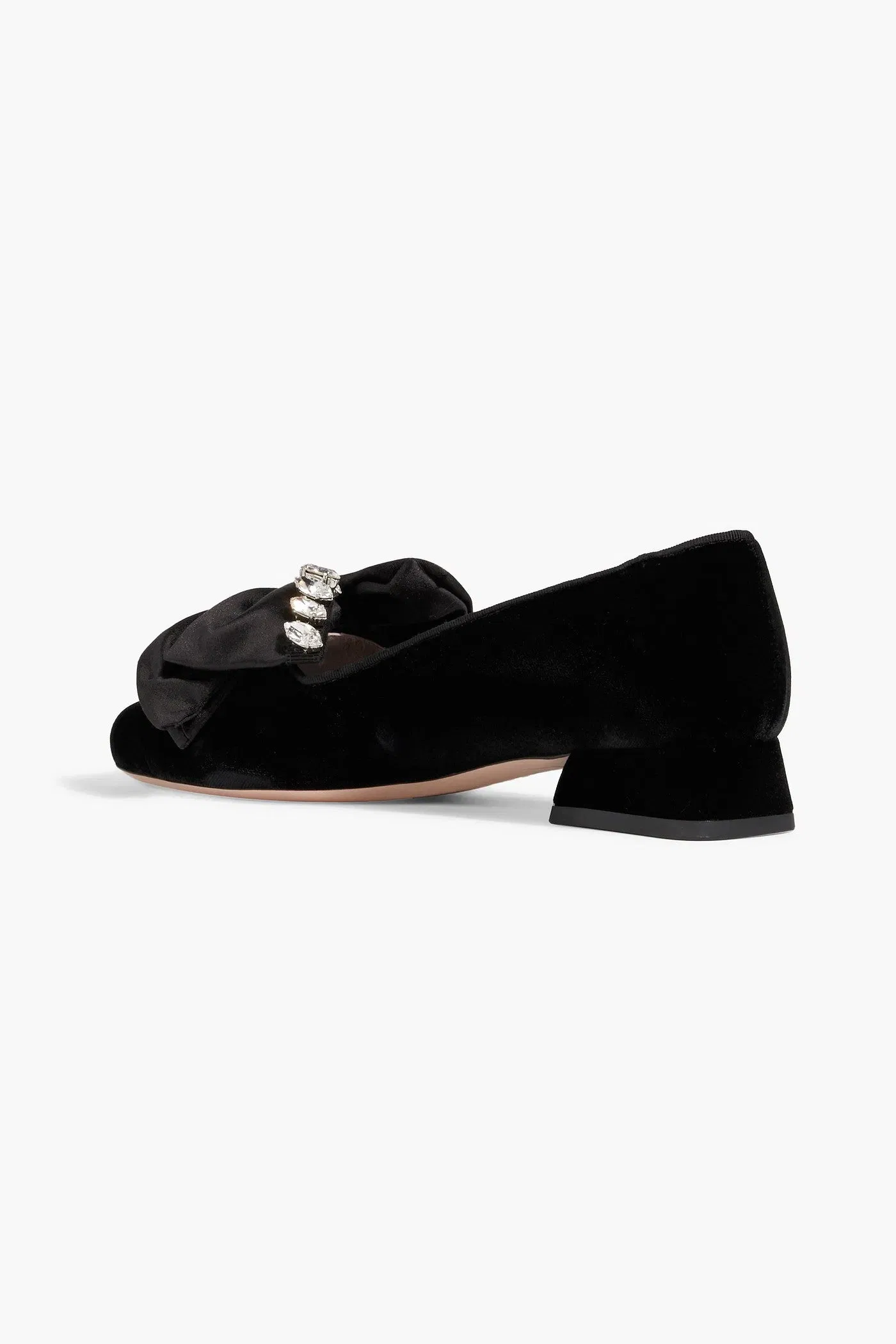 Roger Vivier Bow Strass Embellished Velvet Pumps Black Women's