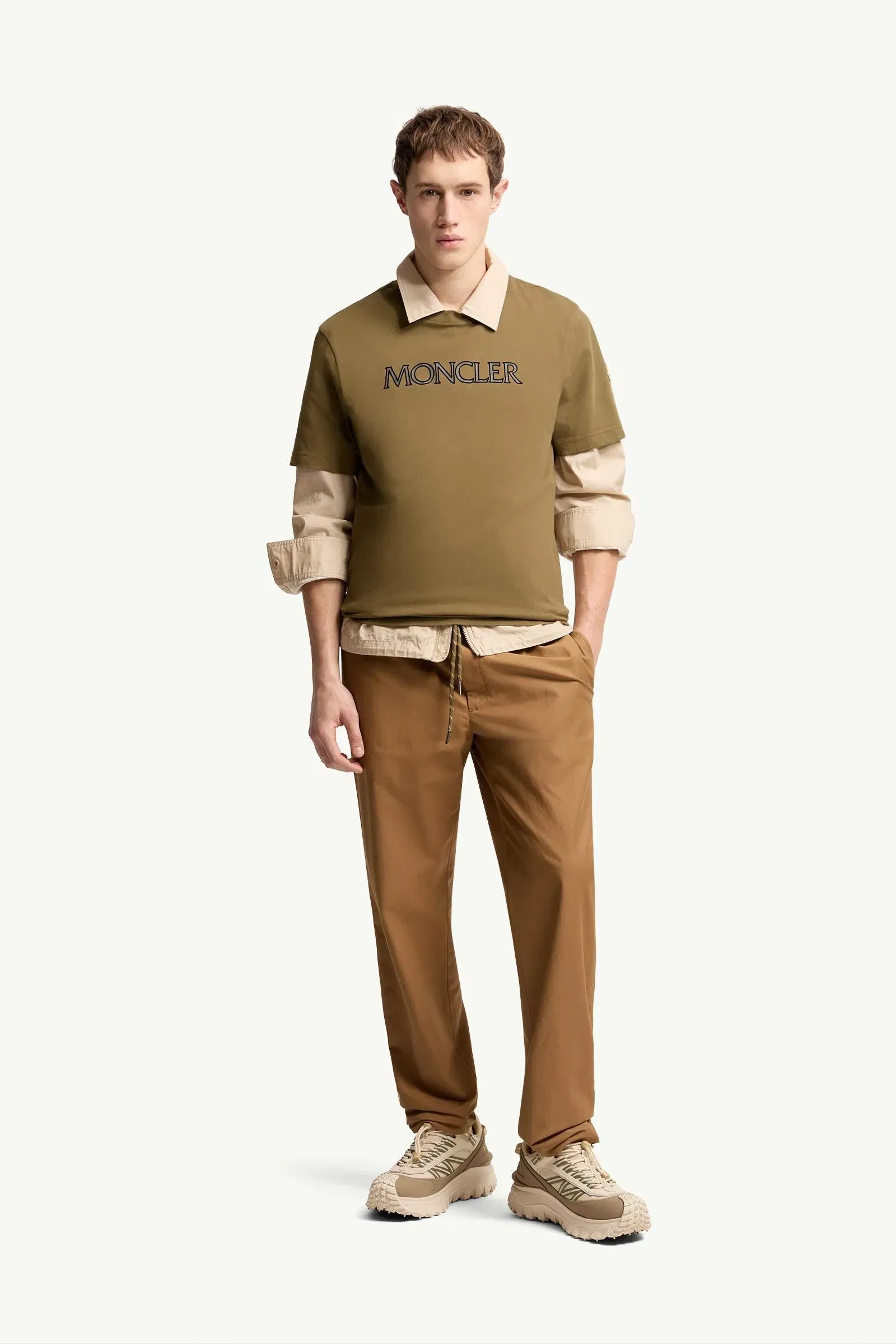 Moncler Logo Print Cotton T-Shirt Olive Green Olive Green