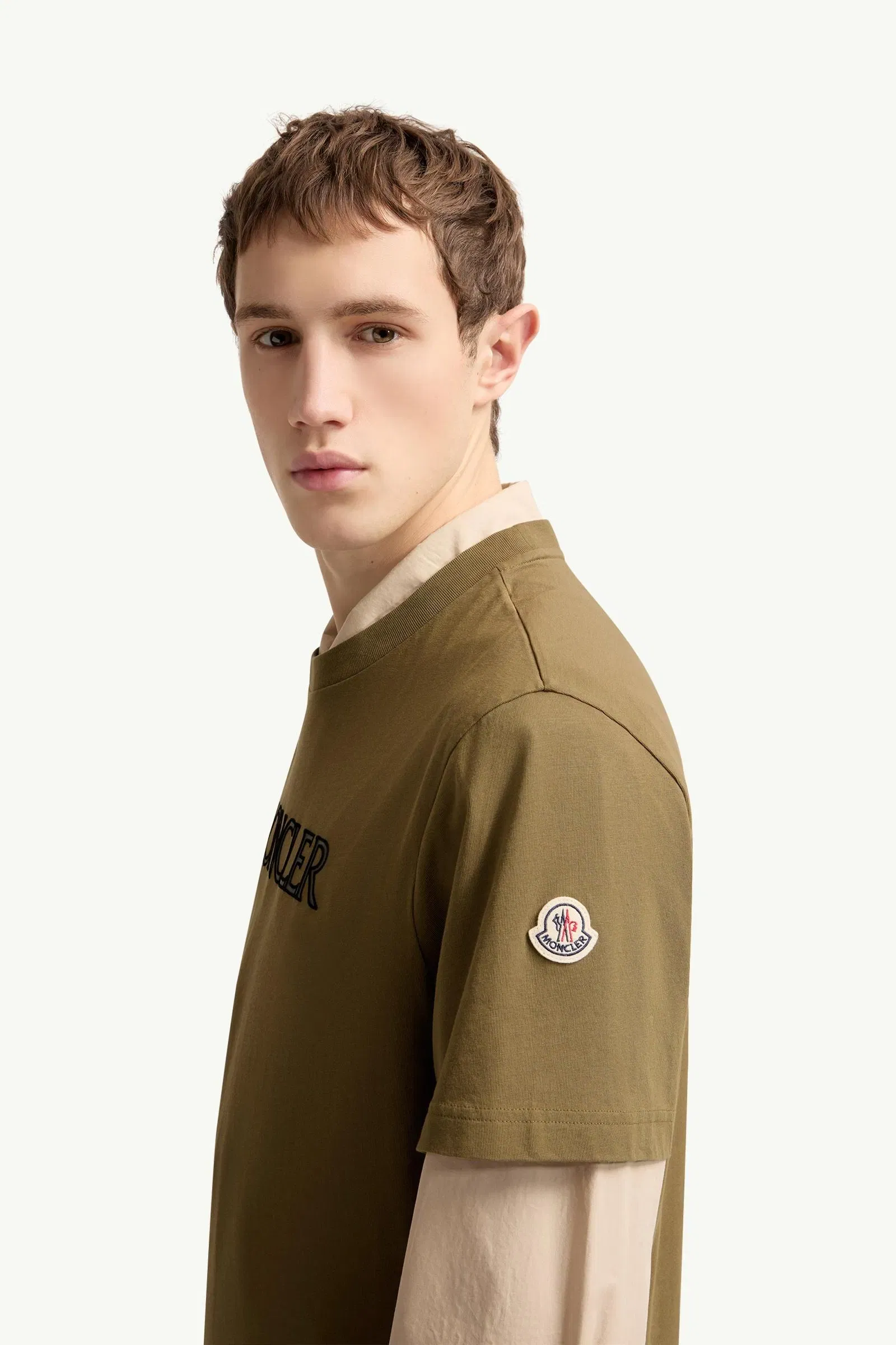 Moncler Logo Print Cotton T-Shirt Olive Green Olive Green
