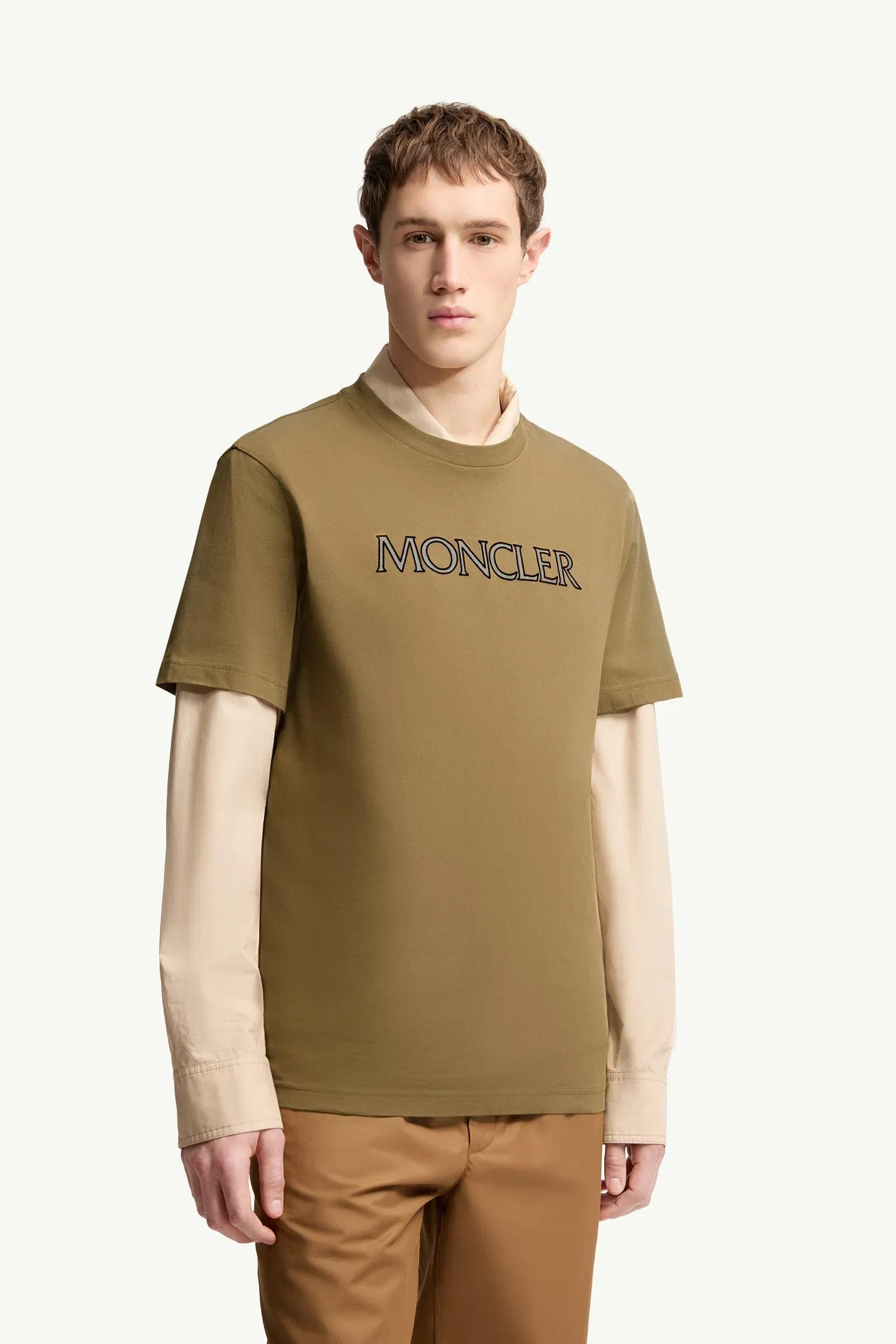 Moncler Logo Print Cotton T-Shirt Olive Green Olive Green