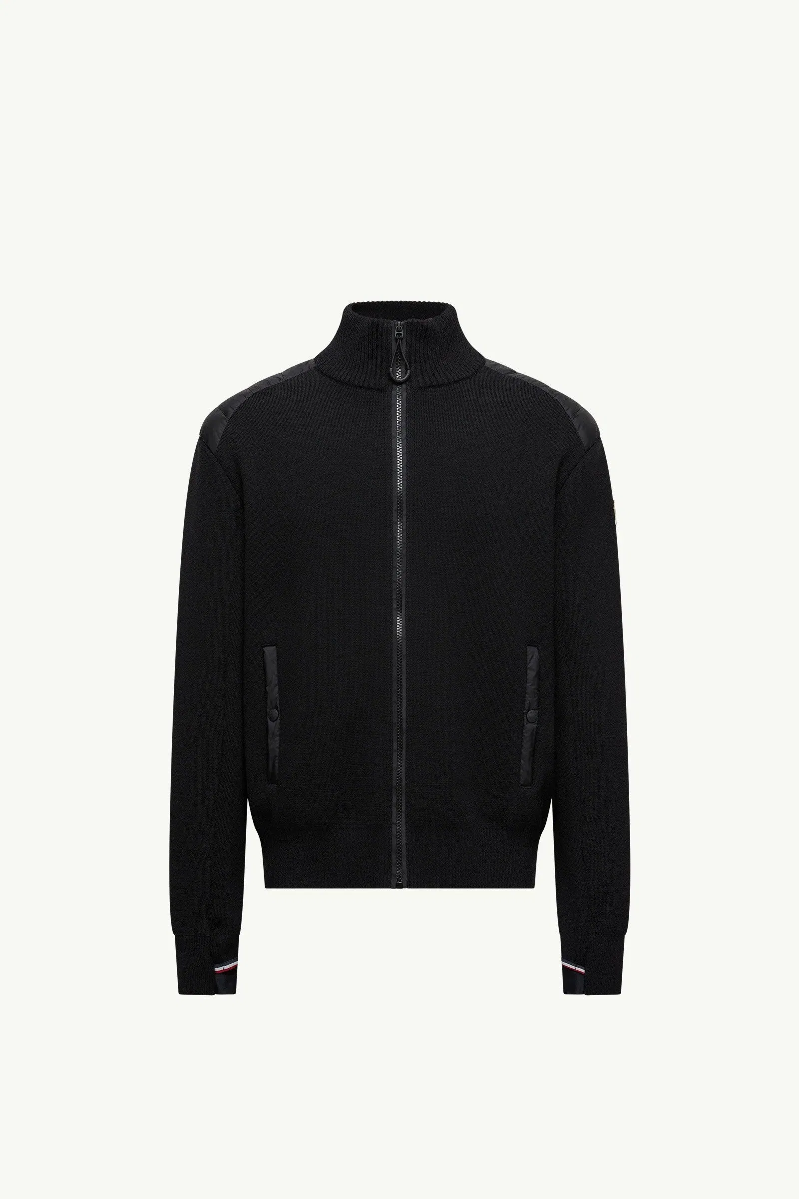 Moncler Wool Blend Padded Zip-Up Cardigan Black Black