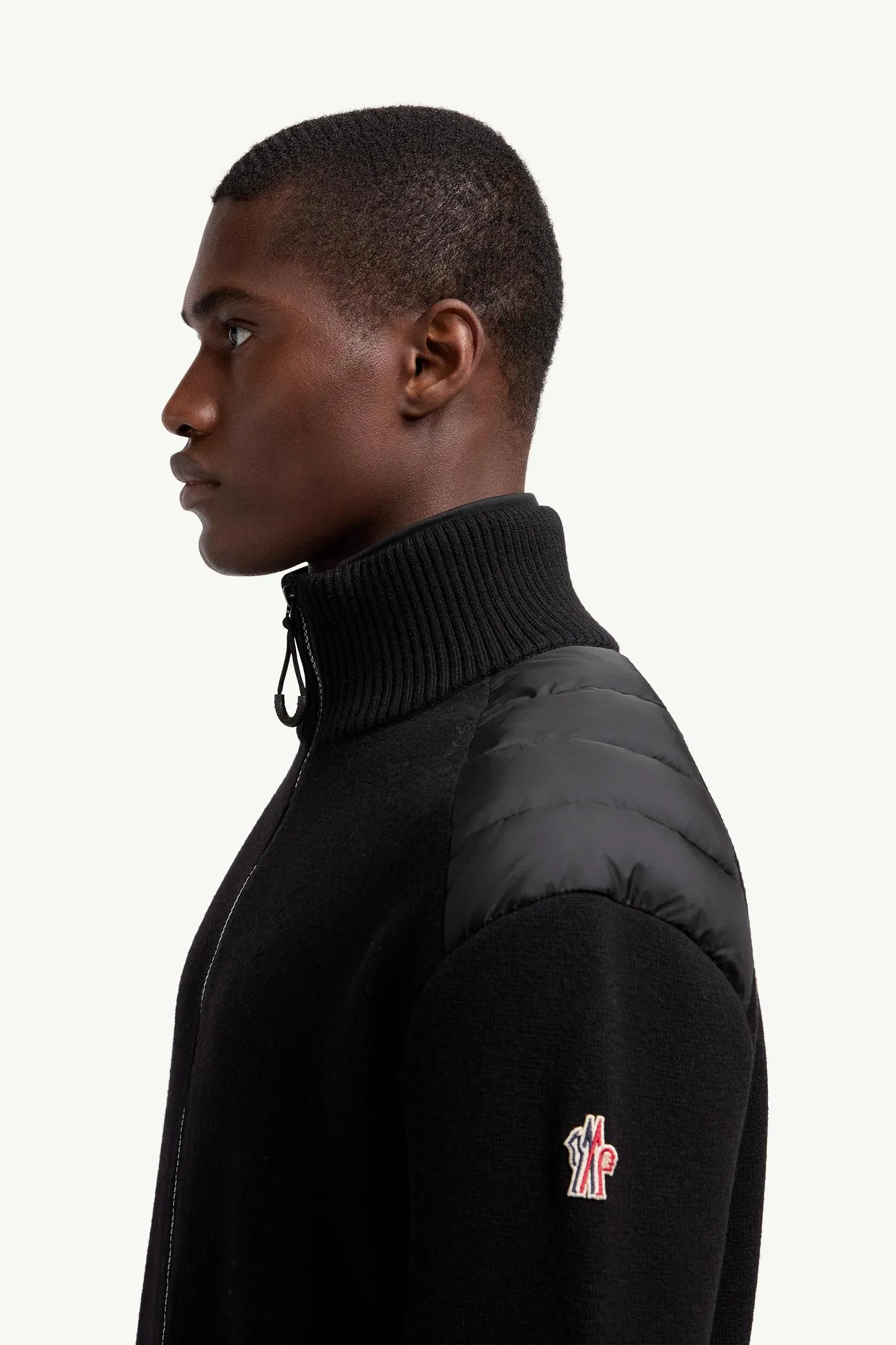 Moncler Wool Blend Padded Zip-Up Cardigan Black Black