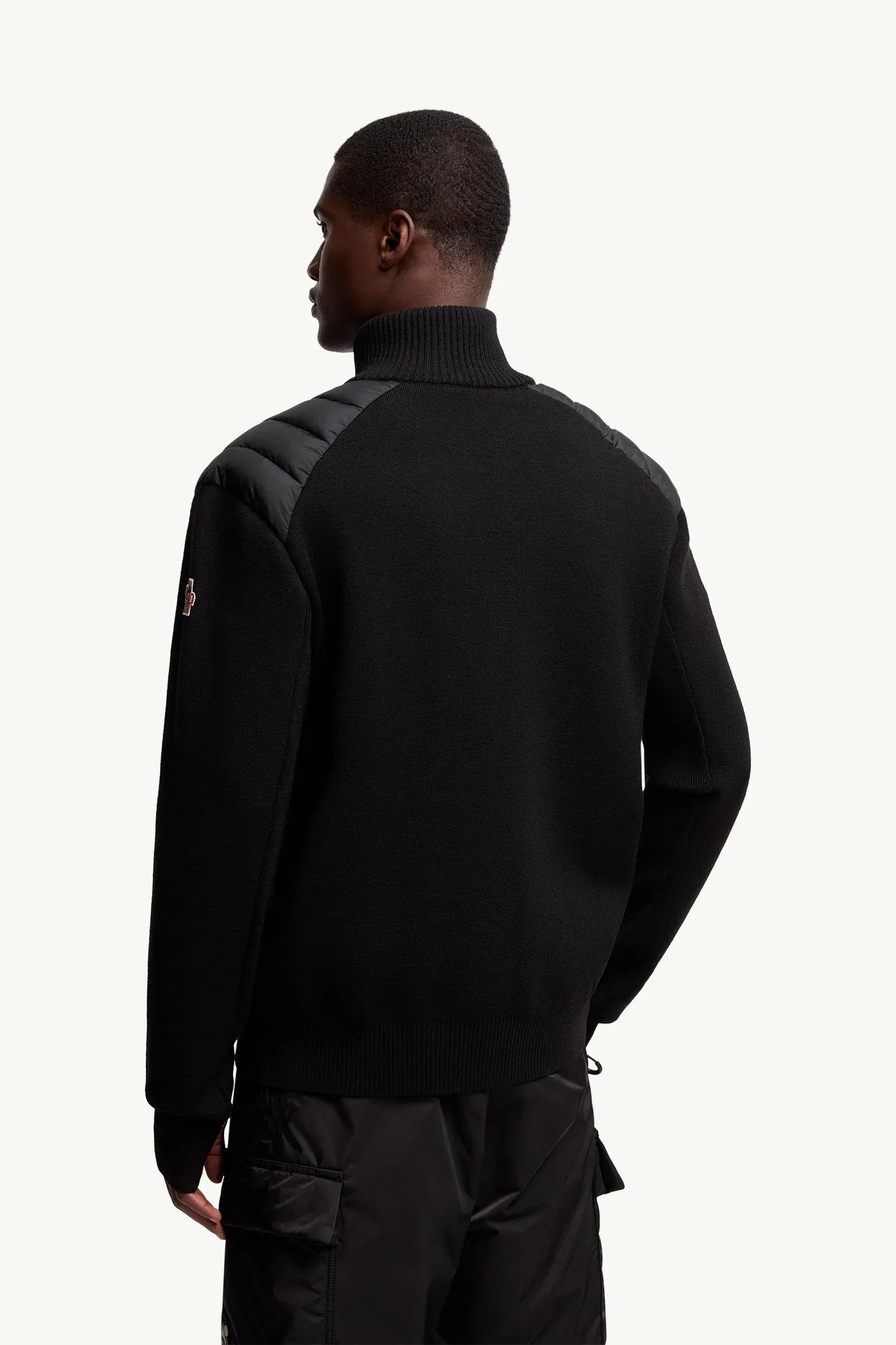 Moncler Wool Blend Padded Zip-Up Cardigan Black Black