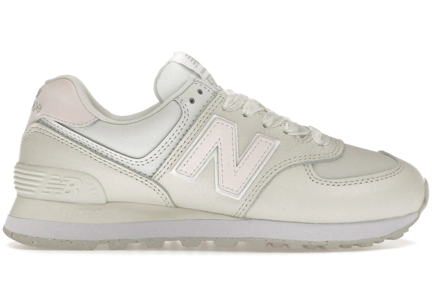 New Balance 574 Cream Leather Pink Womens