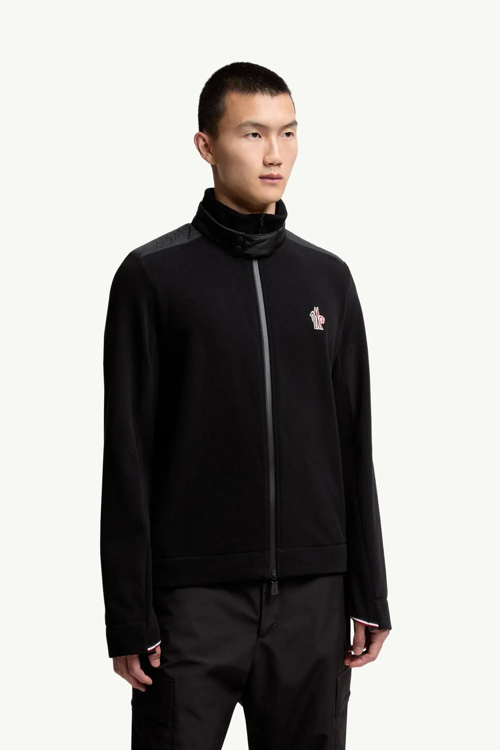 Moncler Zip-Up Turtleneck Sweatshirt Black Black