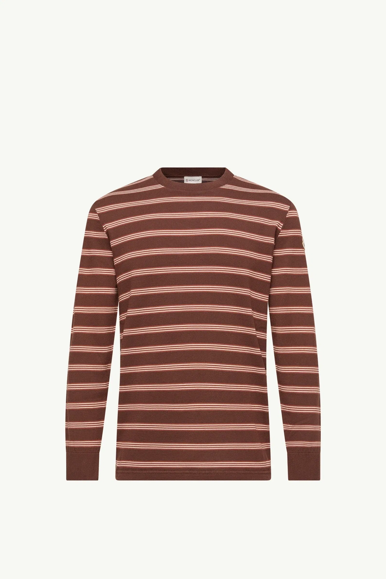 Moncler Striped Cotton Sweatshirt Brown & Pink Brown & Pink