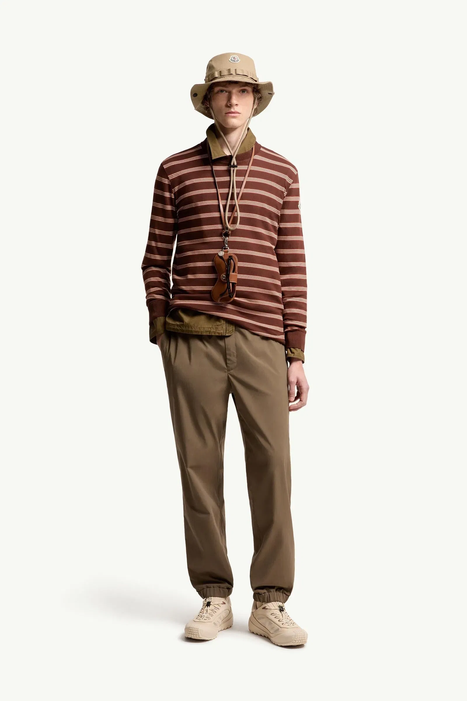 Moncler Striped Cotton Sweatshirt Brown & Pink Brown & Pink
