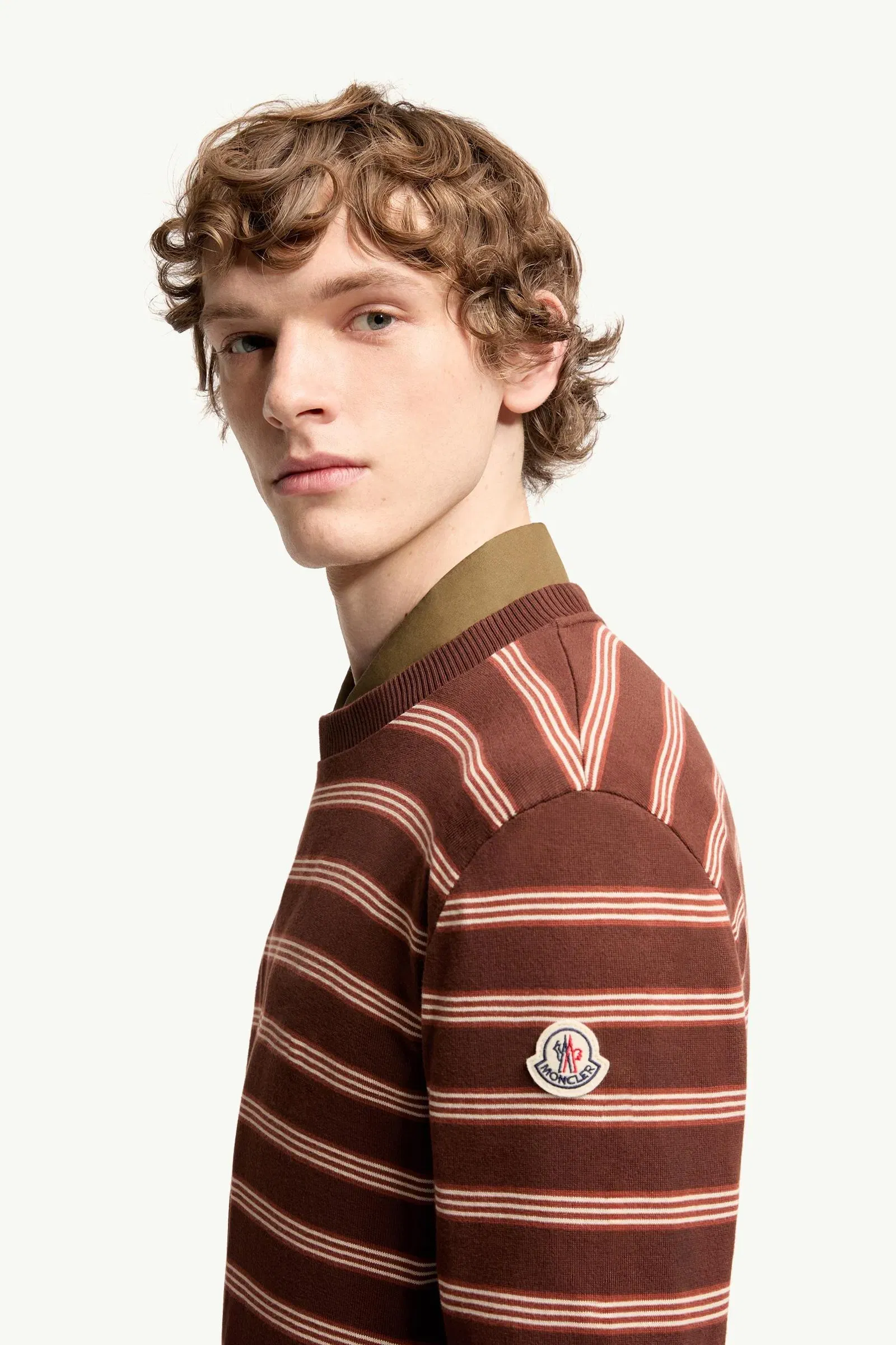 Moncler Striped Cotton Sweatshirt Brown & Pink Brown & Pink