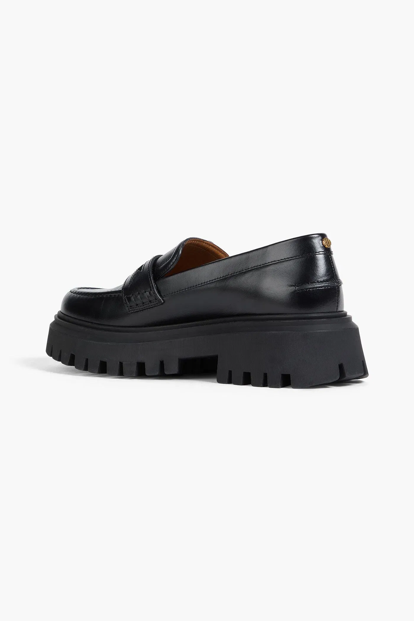 Maje Embellished Leather Platform Loafers Black Women's