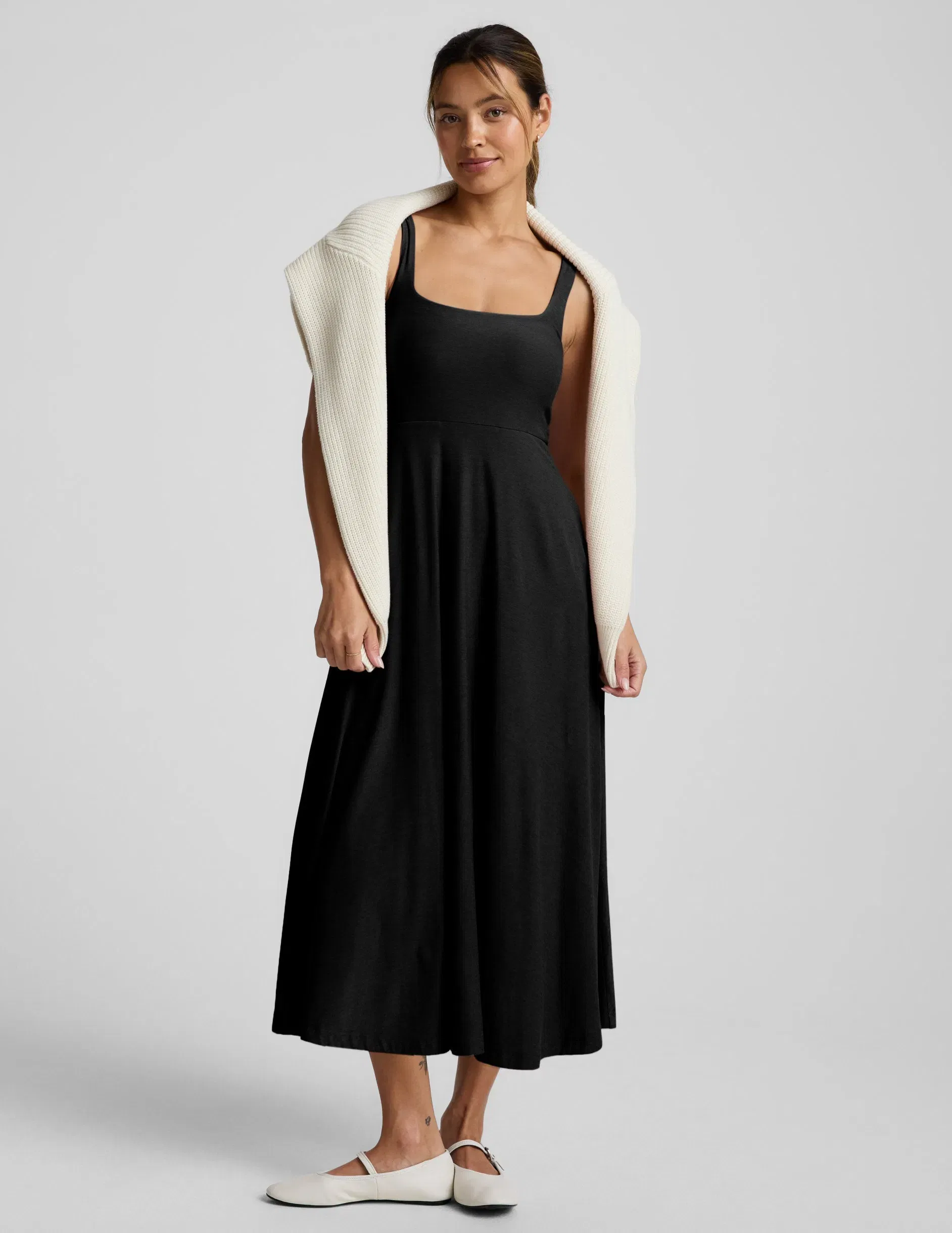 Beyond Yoga Featherweight At The Ready Square Neck Midi Dress Women's
