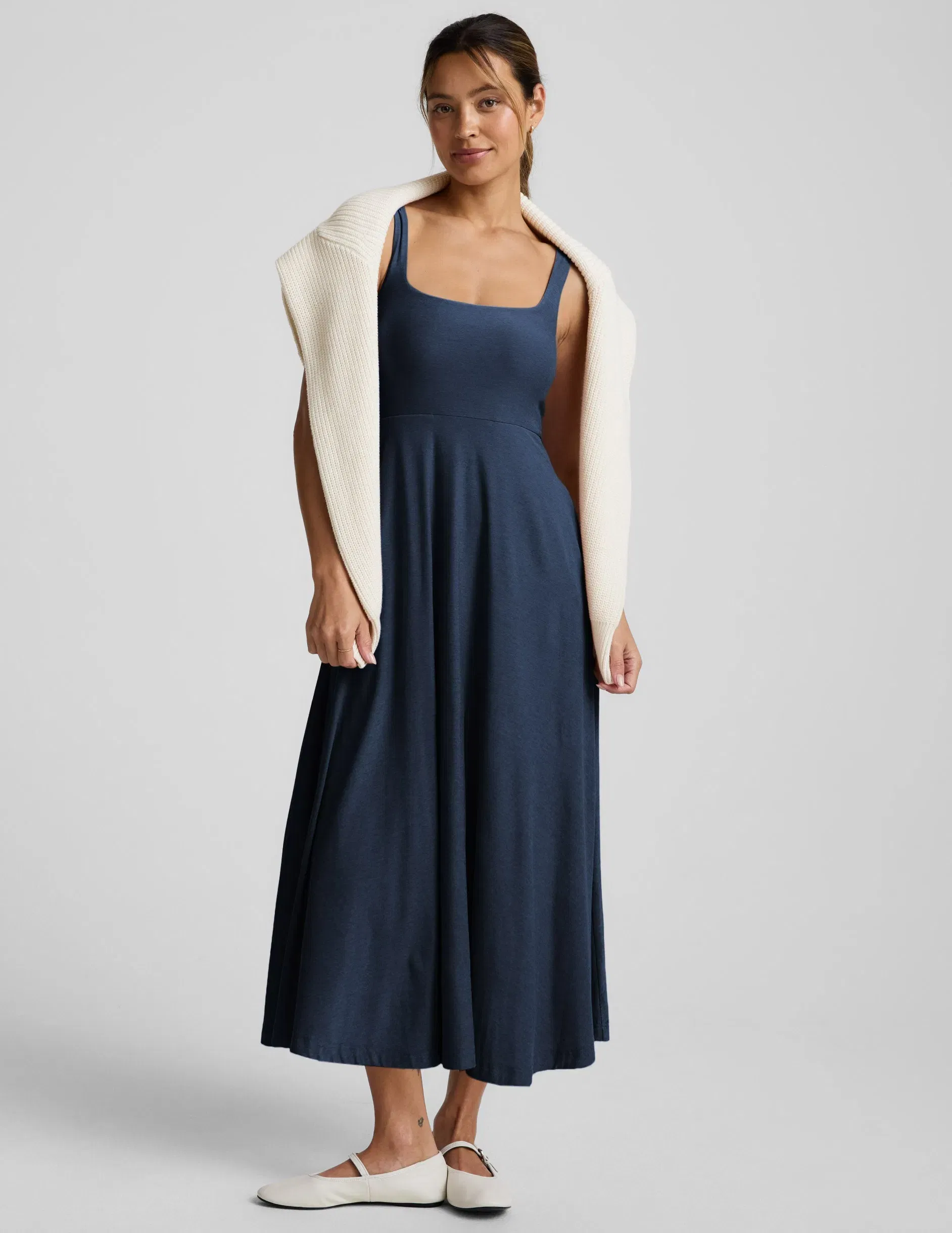 Beyond Yoga Featherweight At The Ready Square Neck Midi Dress Women's