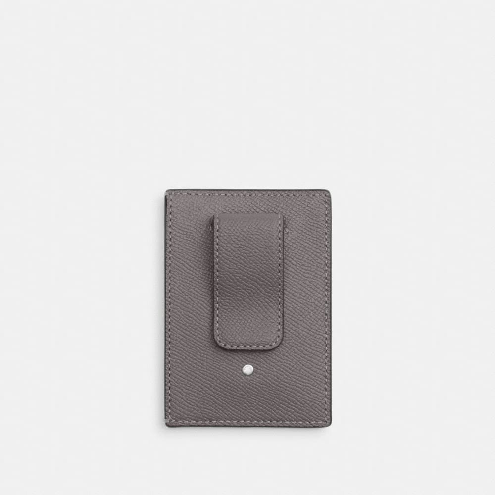 Coach Card Case With Money Clip Silver Graphite