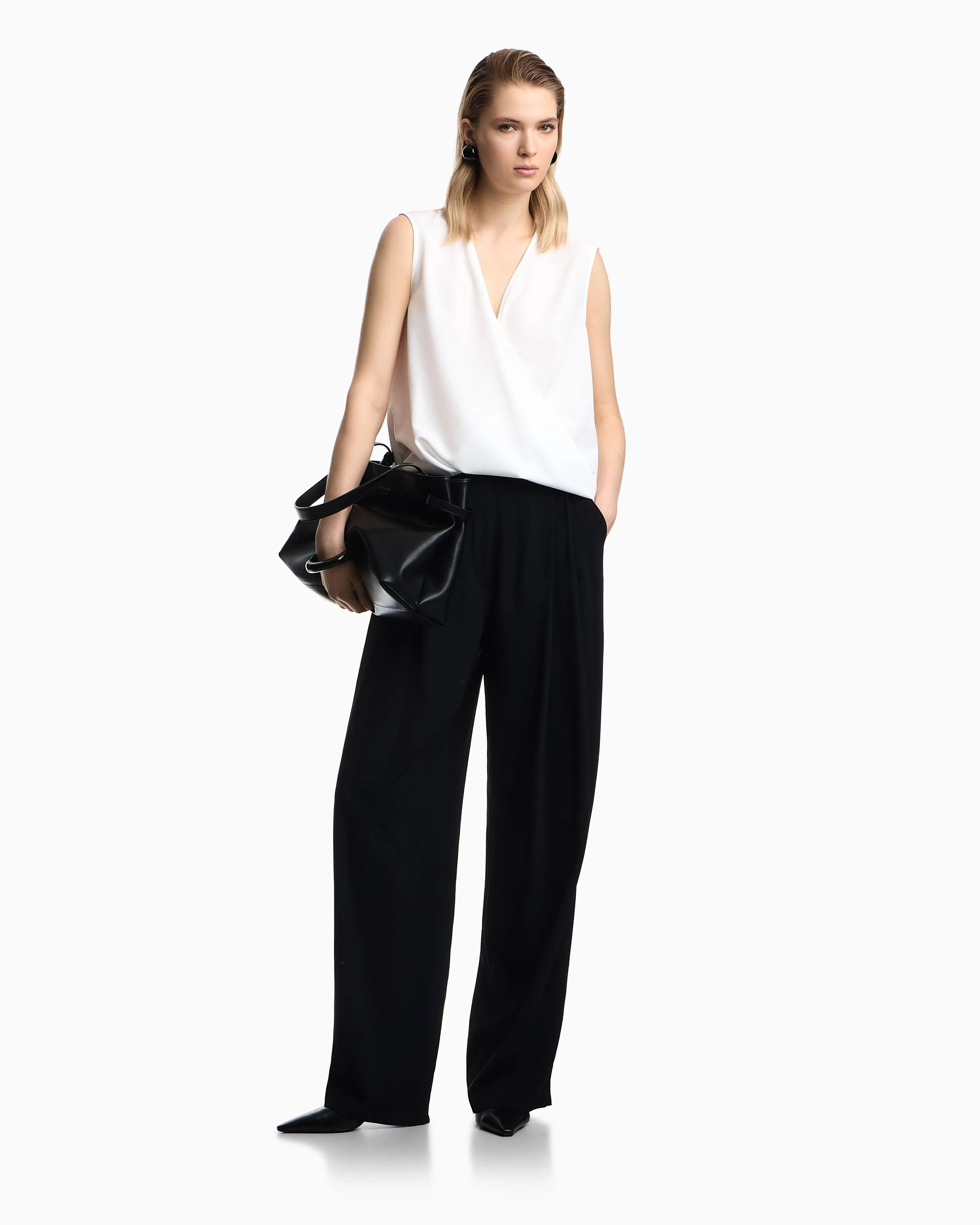 Emporio Armani V-neck crossed top in cady