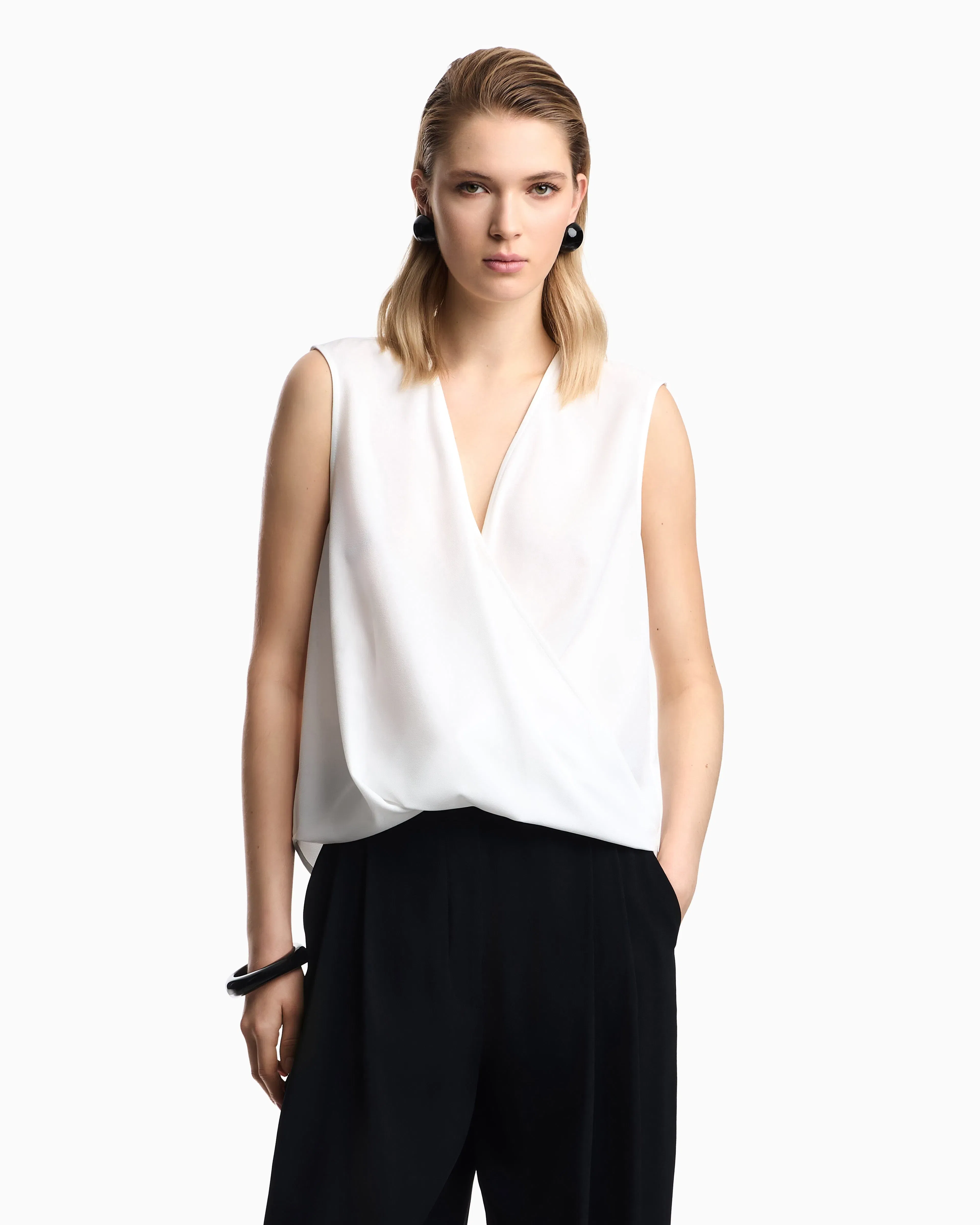 Emporio Armani V-neck crossed top in cady