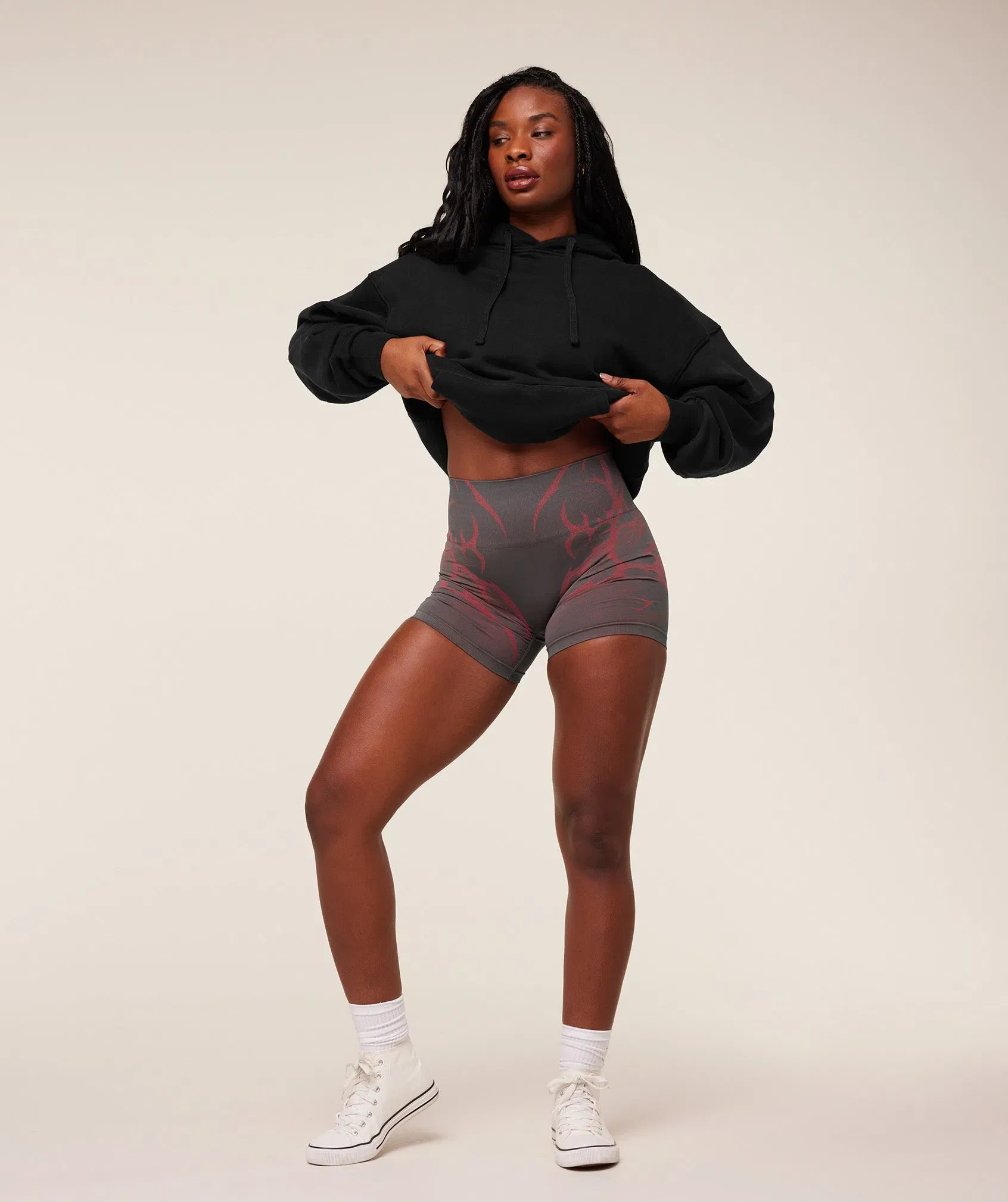 Women's Gymshark Pump Cover Structured Fleece Hoodie Black