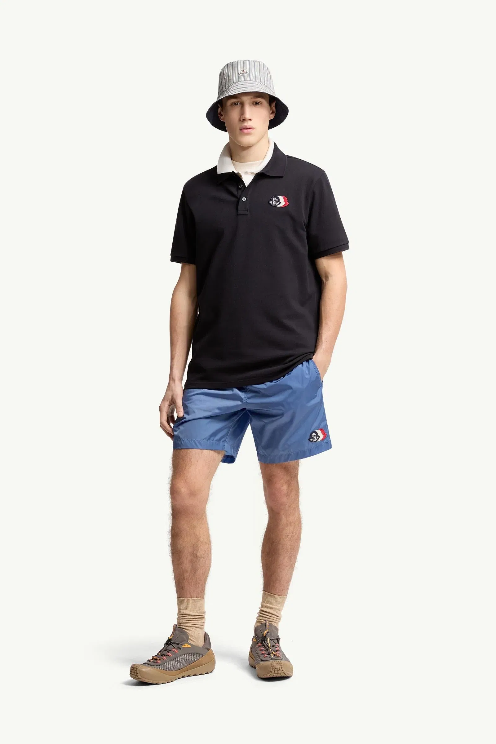 Moncler Logo Patch Cotton Piquet Polo Shirt Dark Blue Dark Blue