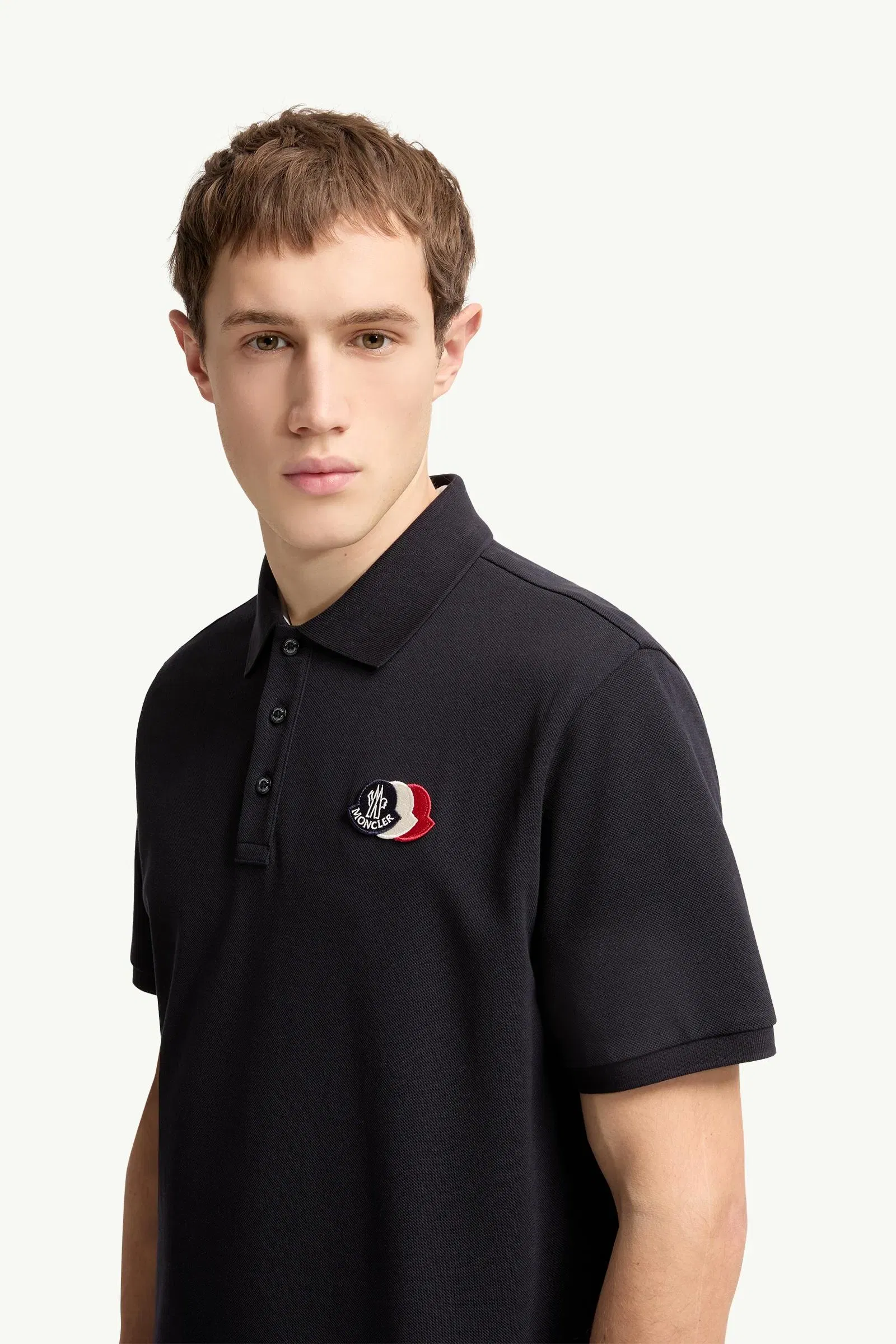 Moncler Logo Patch Cotton Piquet Polo Shirt Dark Blue Dark Blue