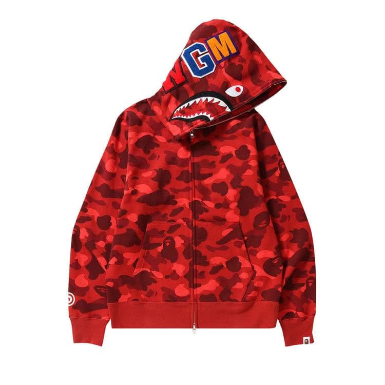 BAPE Color Camo Shark Full Zip Hoodie Red