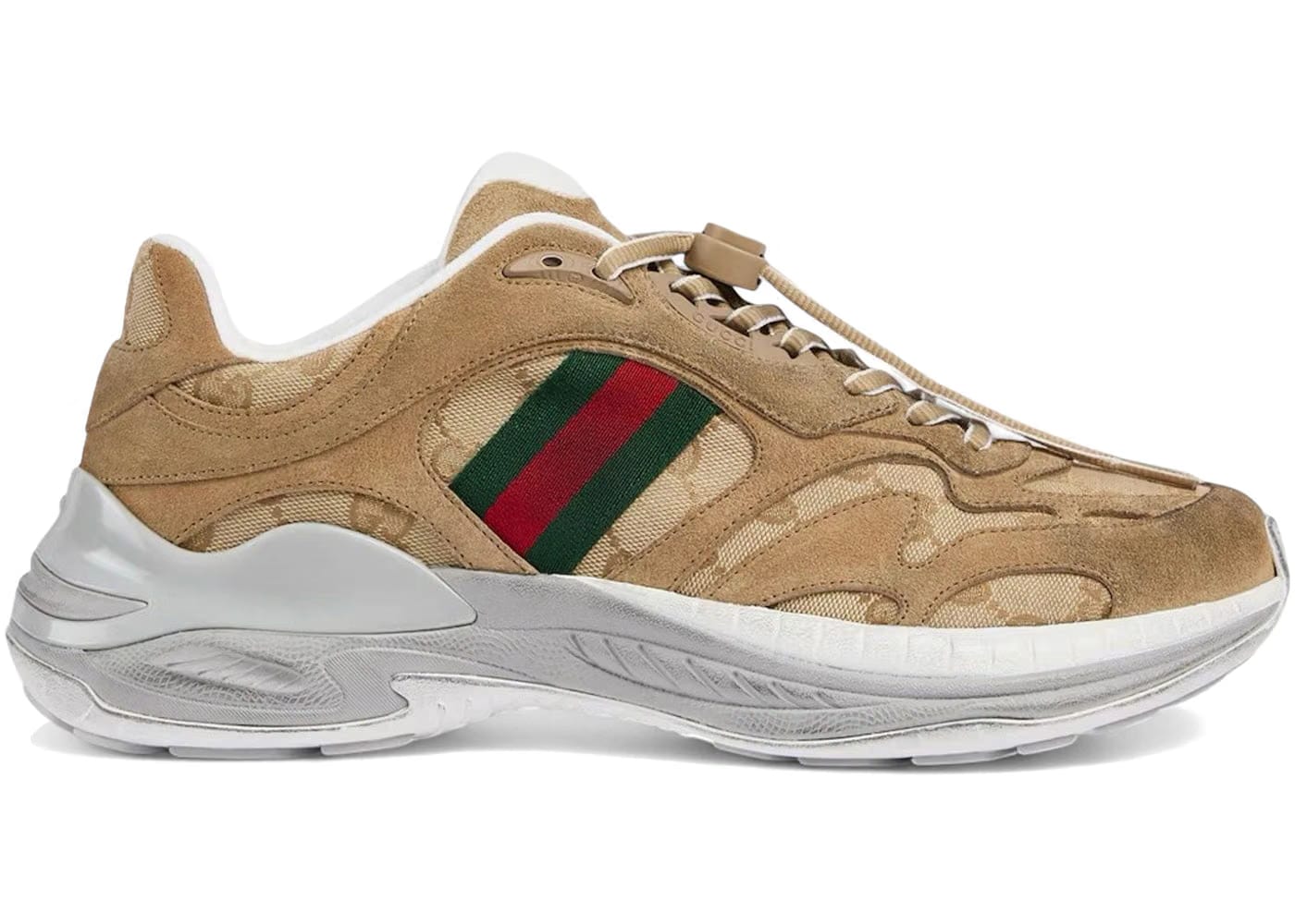 Gucci 2.0 Sneaker Brown Washed-Effect Suede Gg Canvas