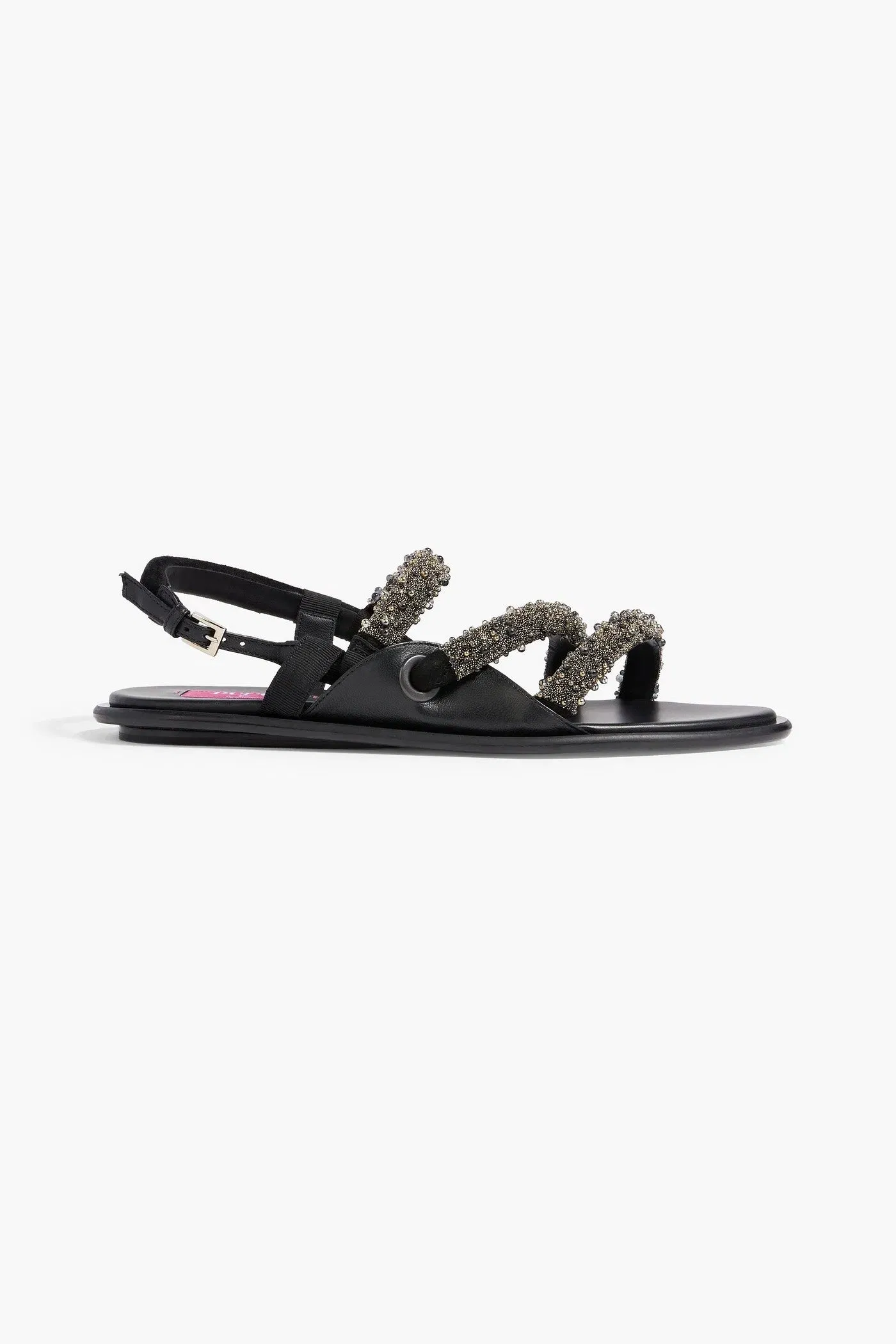 Pucci Bead-Embellished Leather Slingback Sandals Black Women's
