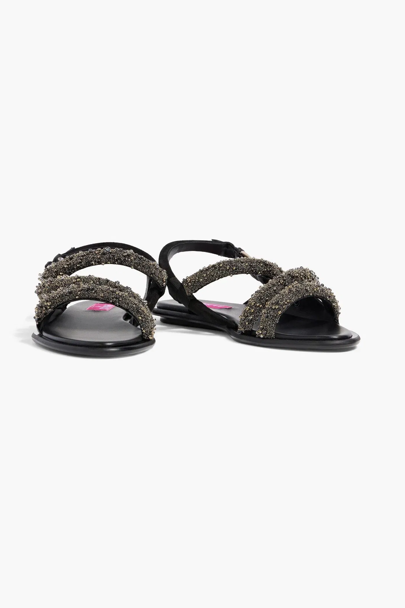 Pucci Bead-Embellished Leather Slingback Sandals Black Women's