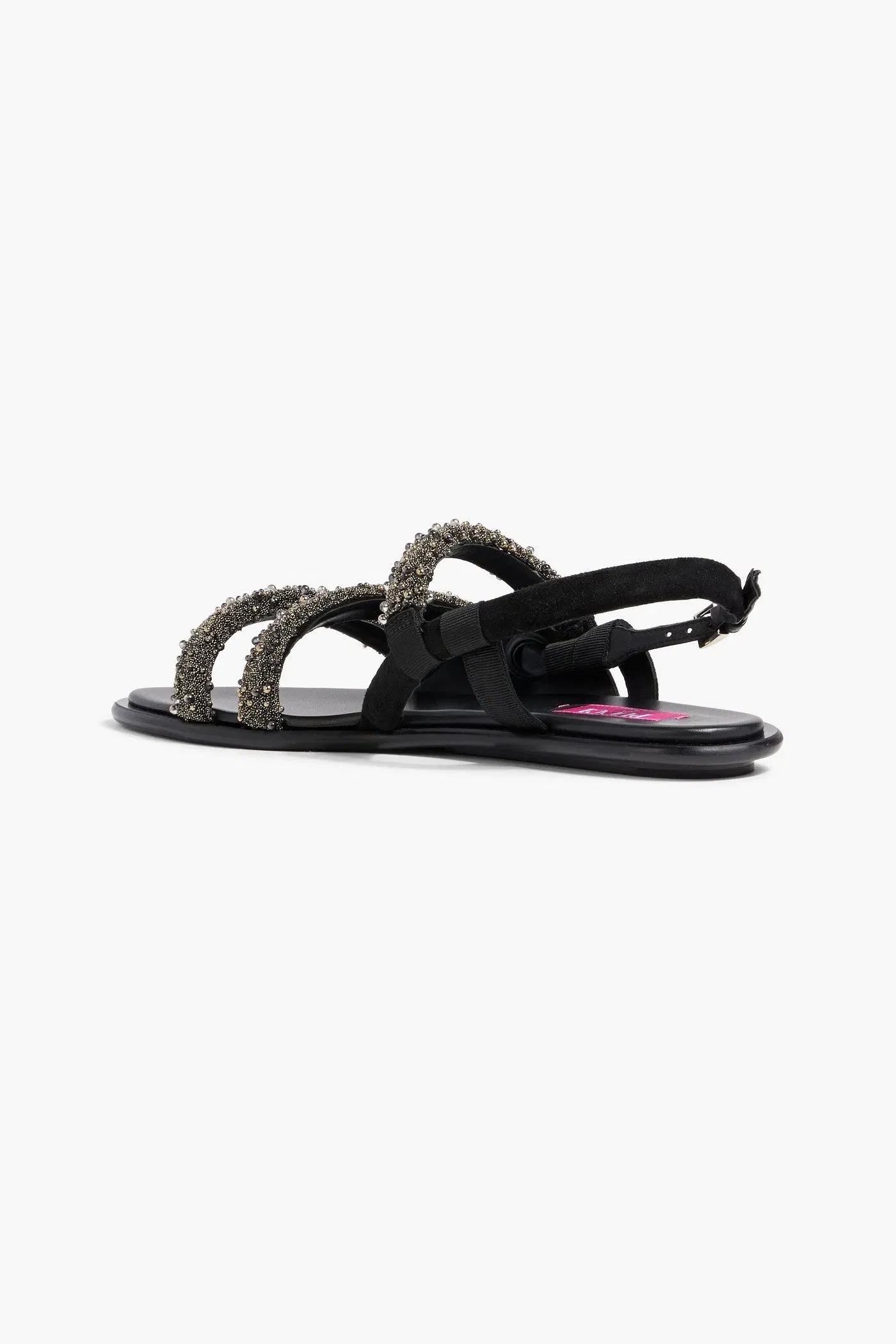 Pucci Bead-Embellished Leather Slingback Sandals Black Women's