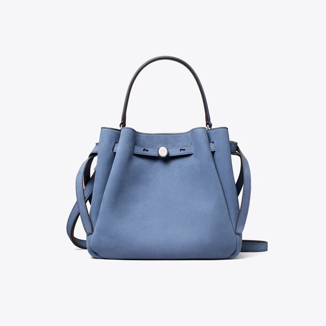 Tory Burch Romy Nubuck Bucket Bag Soft Blue