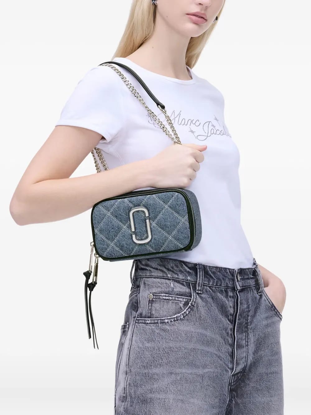 The Quilted Denim Chain Snapshot bag