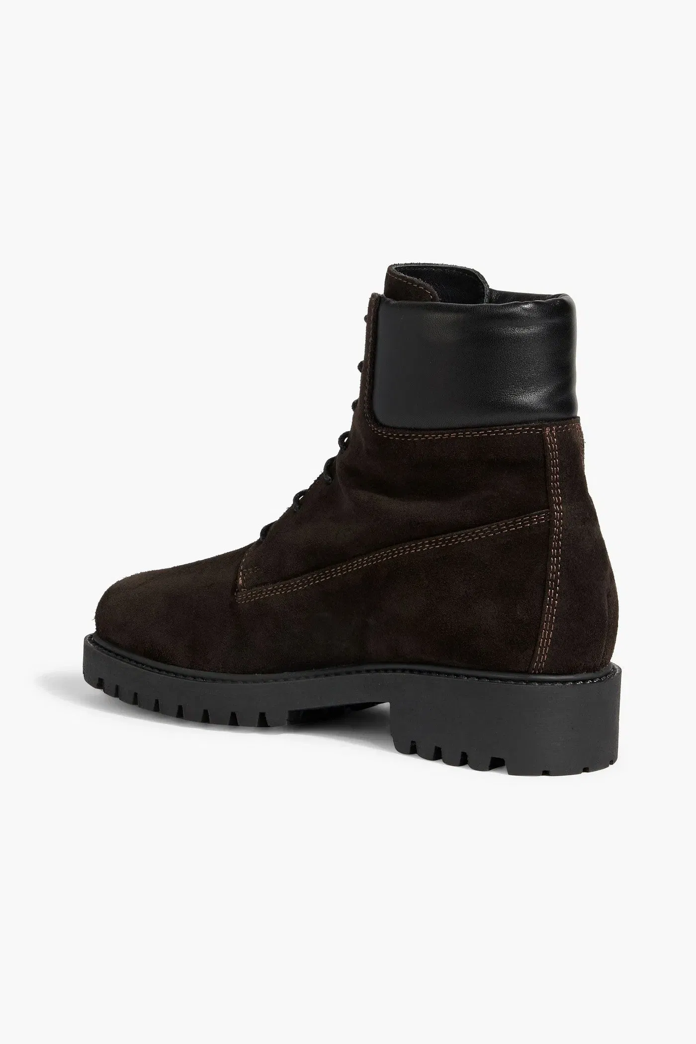 Toteme The Husky Leather-Trimmed Suede Combat Boots Dark Brown Women's