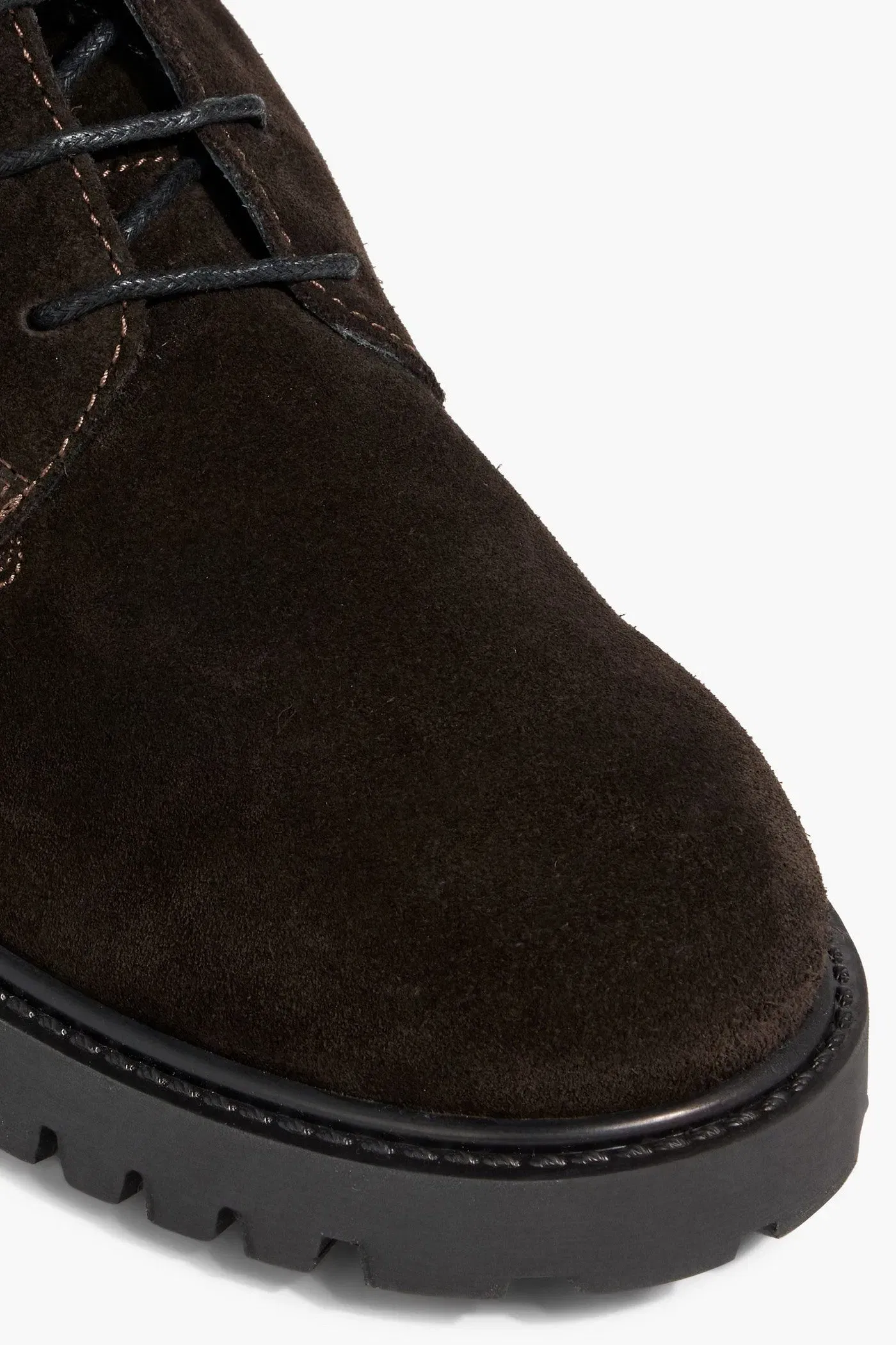 Toteme The Husky Leather-Trimmed Suede Combat Boots Dark Brown Women's
