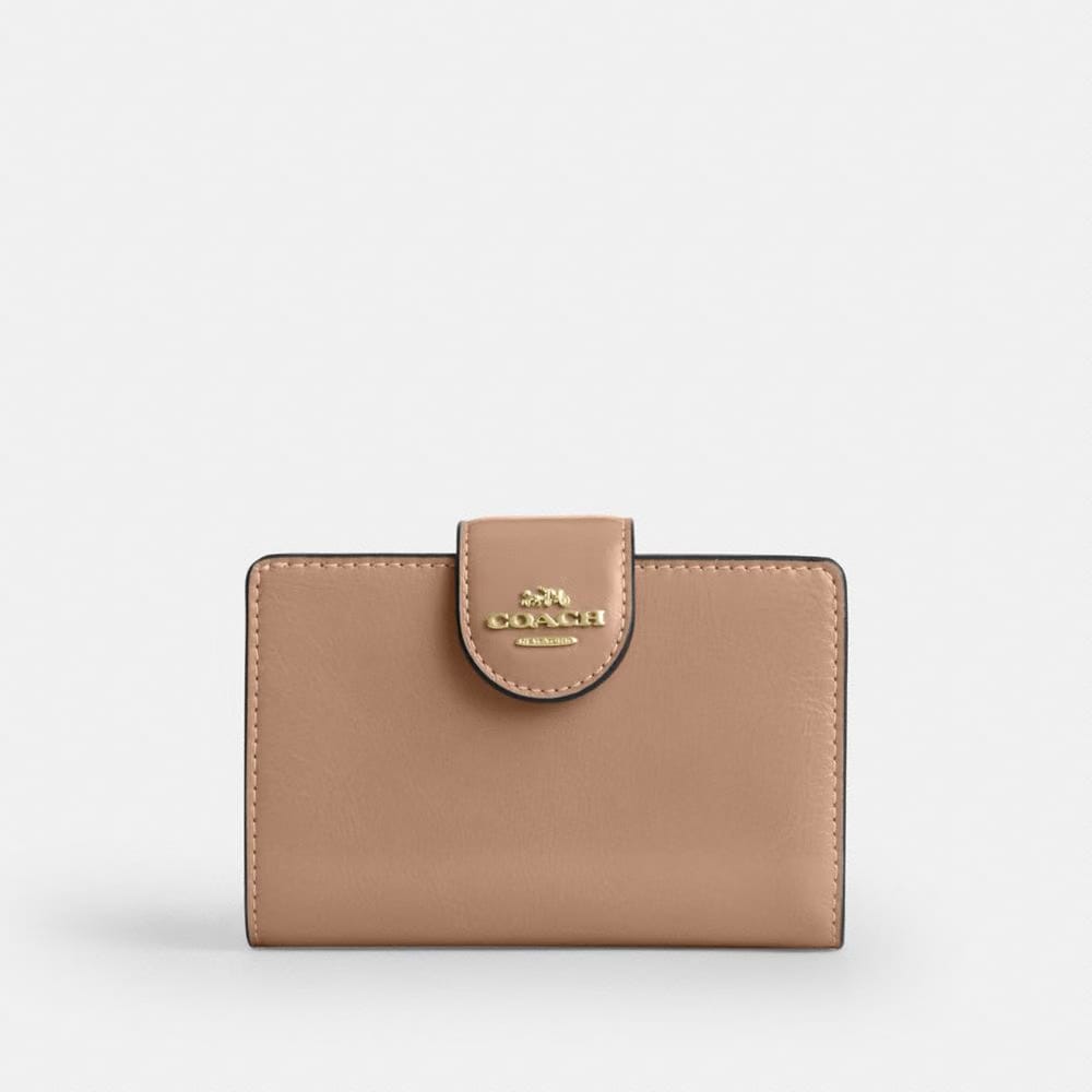 Coach Medium Corner Zip Wallet Gold Taupe
