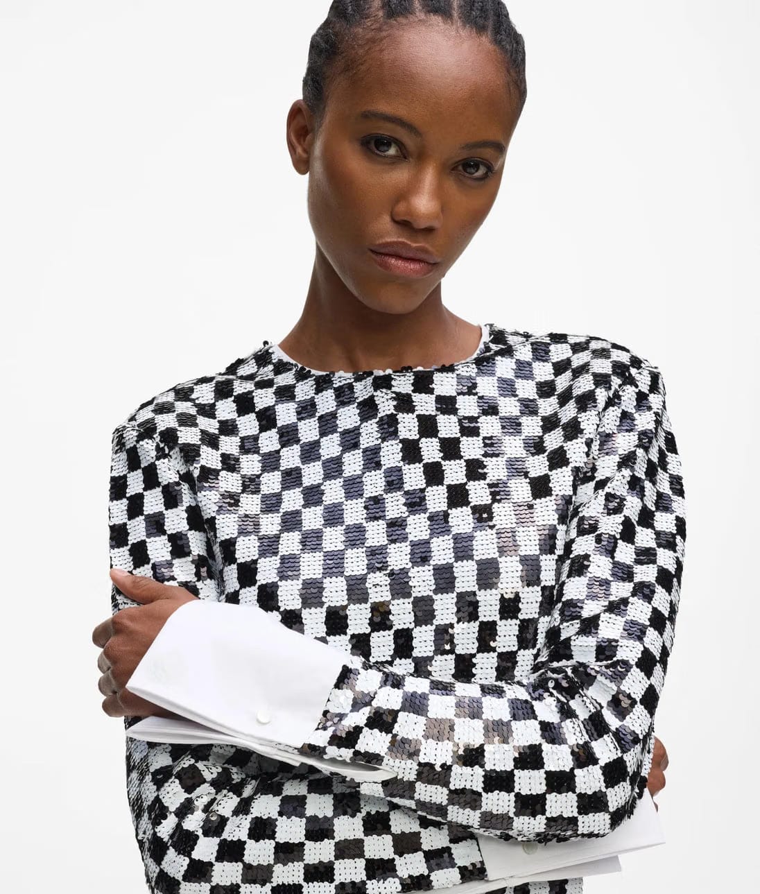 KarlLagerfeld Ksignature Checkered Top Handle Bag Black-Nickel