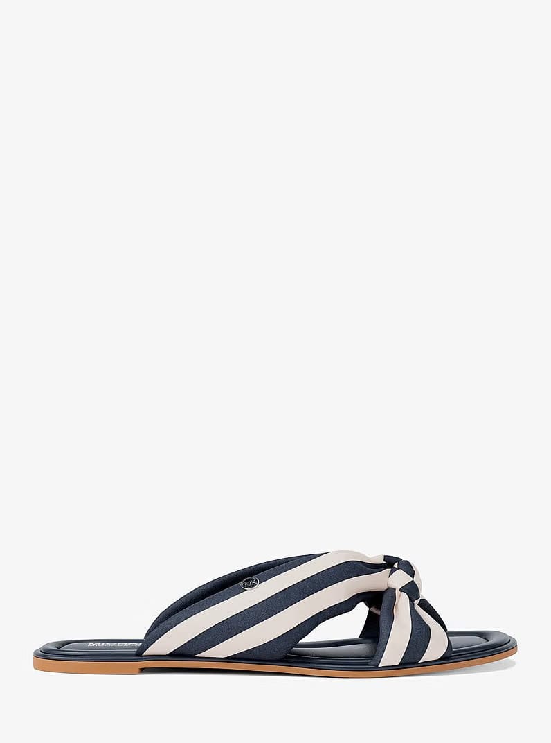 Michael Kors Elena Striped Linen Blend Slide Sandal