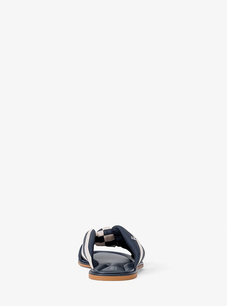 Michael Kors Elena Striped Linen Blend Slide Sandal