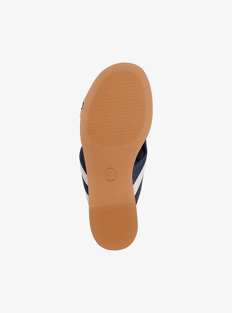 Michael Kors Elena Striped Linen Blend Slide Sandal
