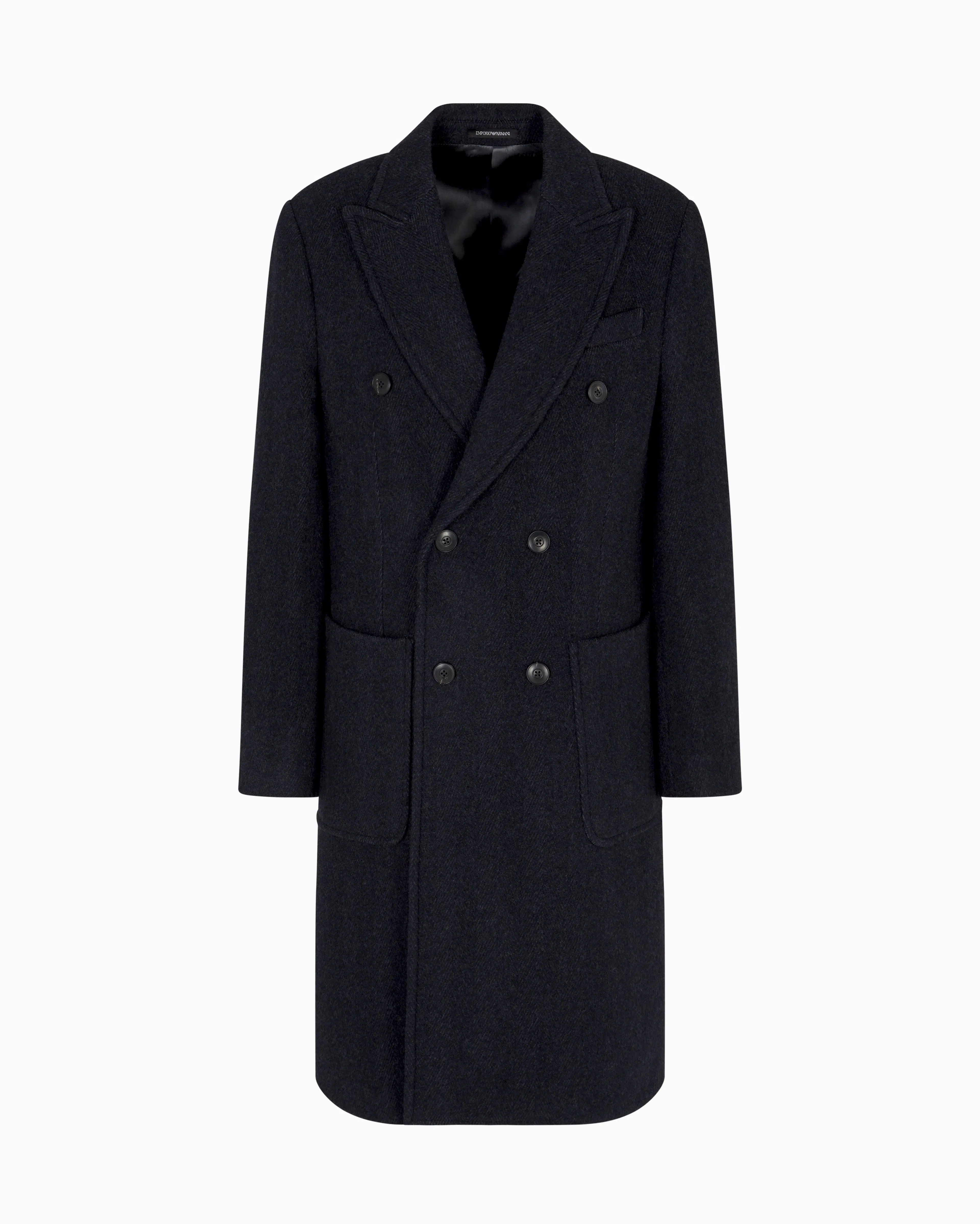 Emporio Armani Double-breasted chevron mélange wool coat