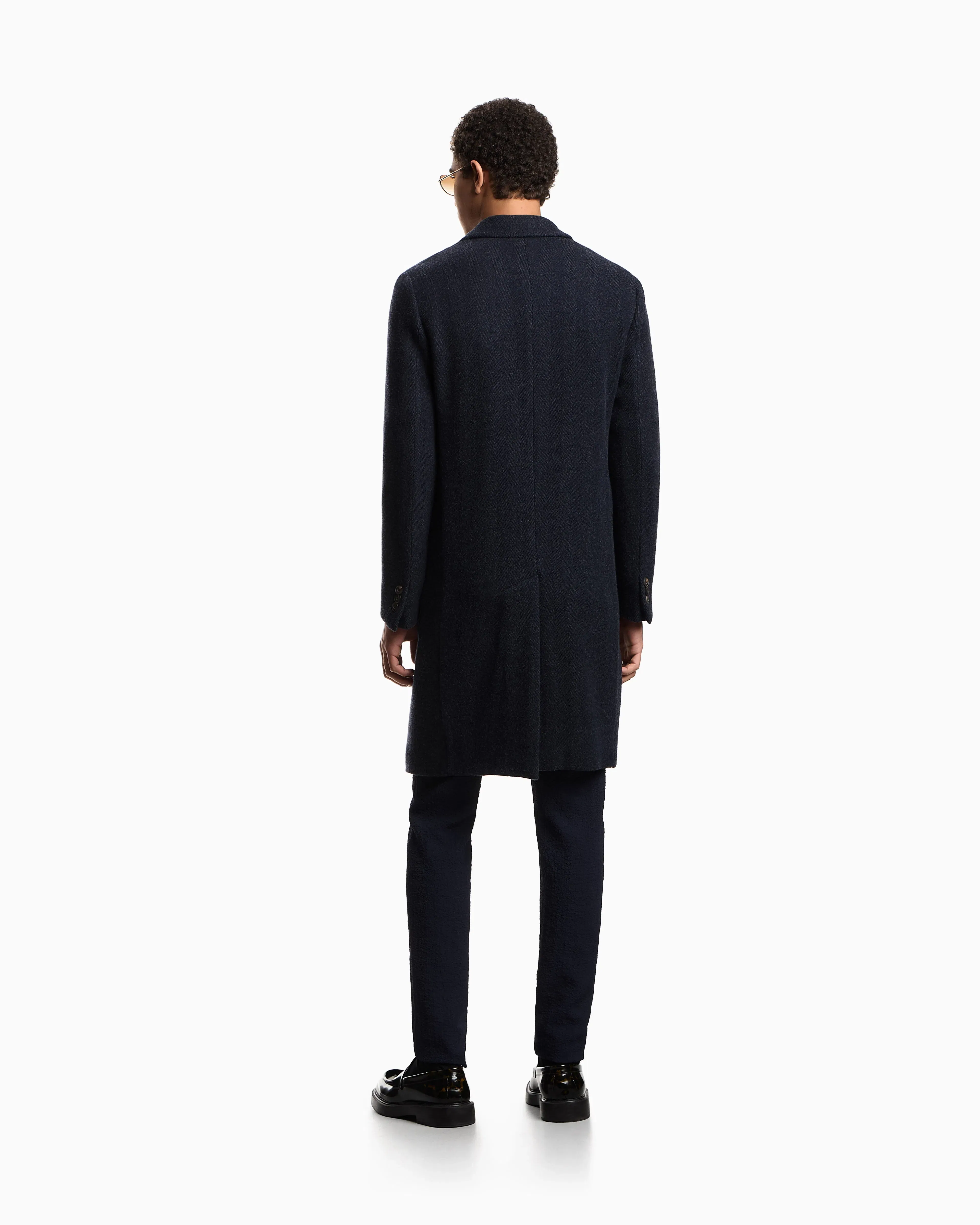 Emporio Armani Double-breasted chevron mélange wool coat