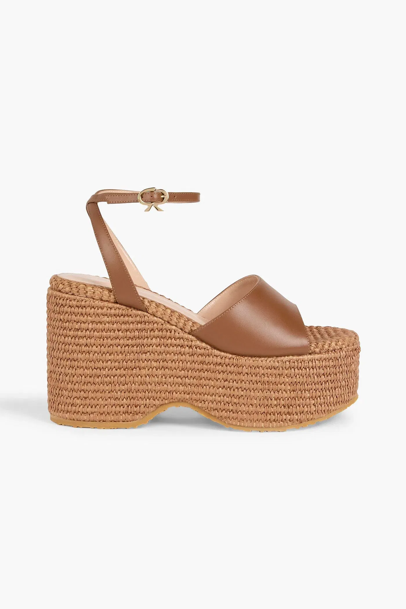 Gianvito Rossi Thalia Leather Platform Sandals Brown Women's