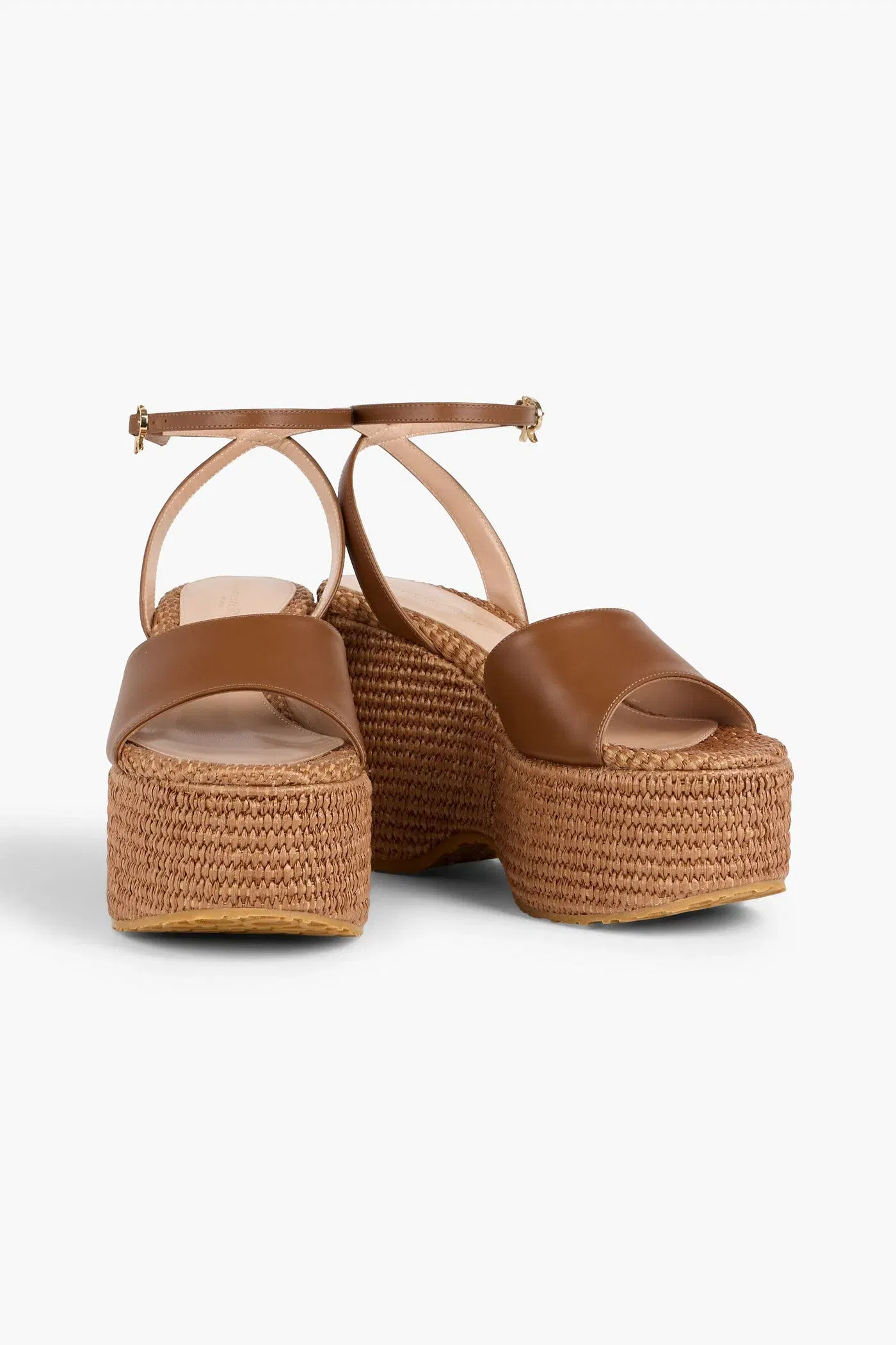 Gianvito Rossi Thalia Leather Platform Sandals Brown Women's