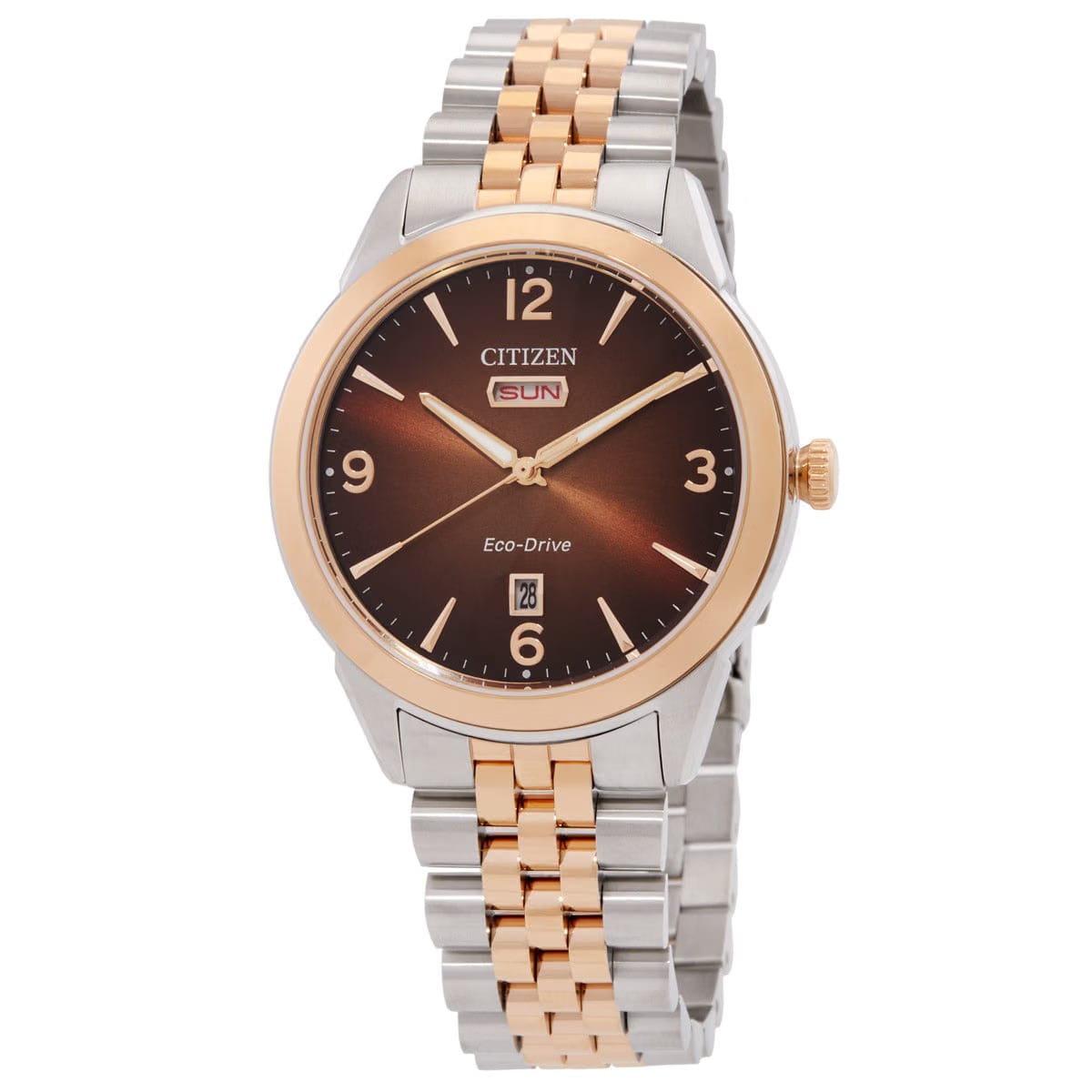 Citizen Rolan Eco-Drive Brown Dial Two-Tone Mens Watch